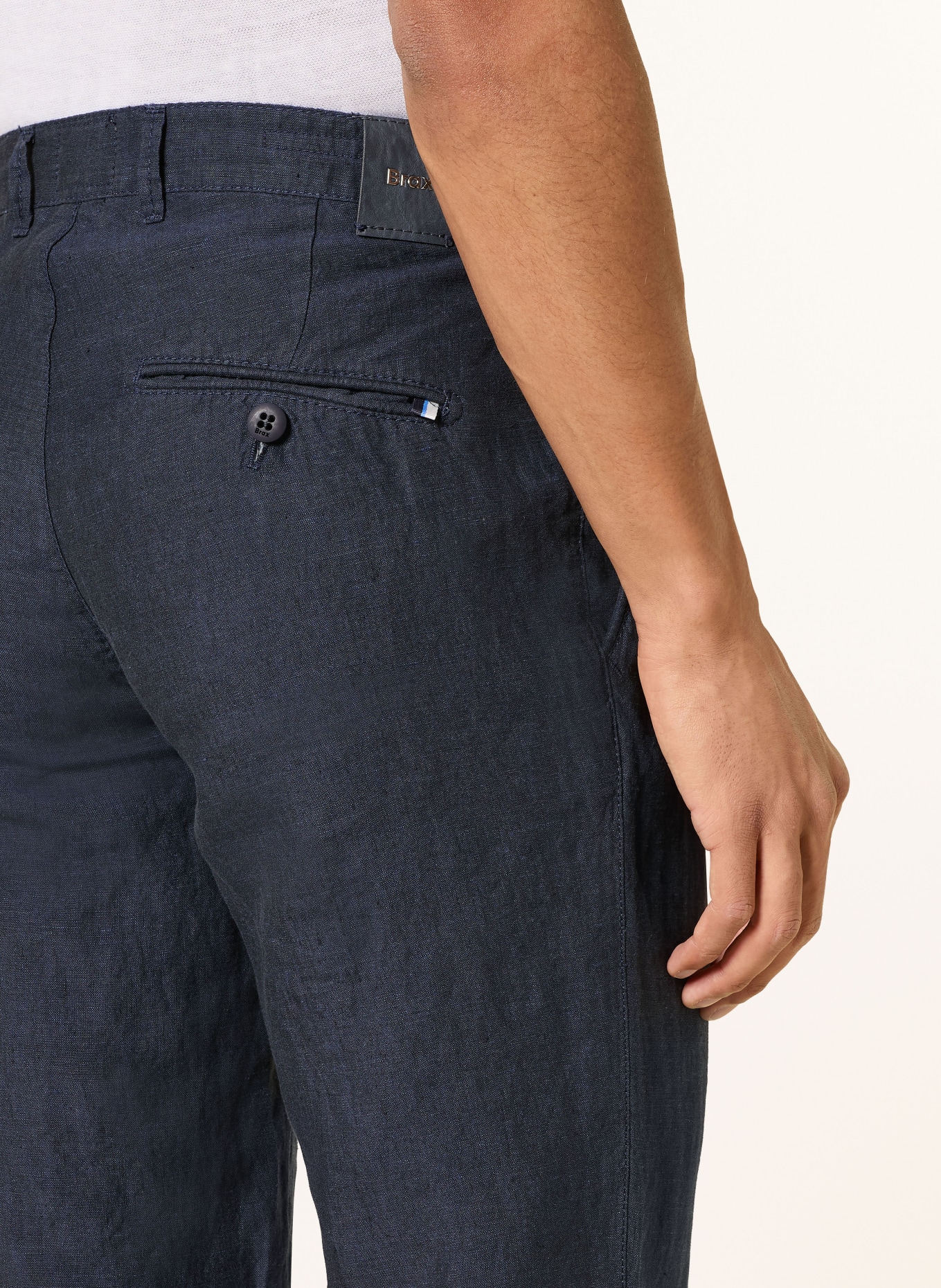 BRAX Chino FABIO Modern Fit aus Leinen: DUNKELBLAU