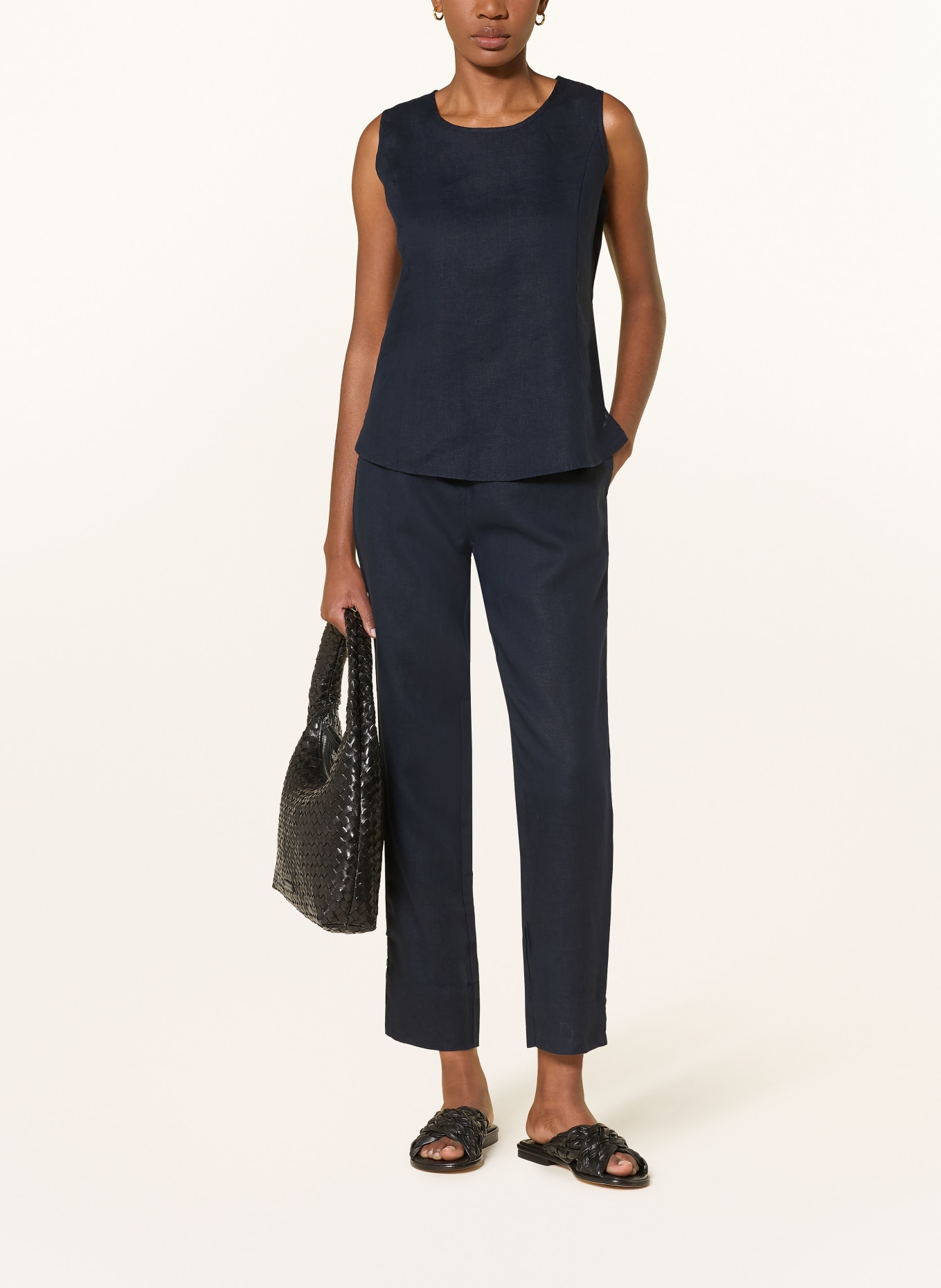 lilienfels lněné kalhoty: TMAVĚ MODRÁ