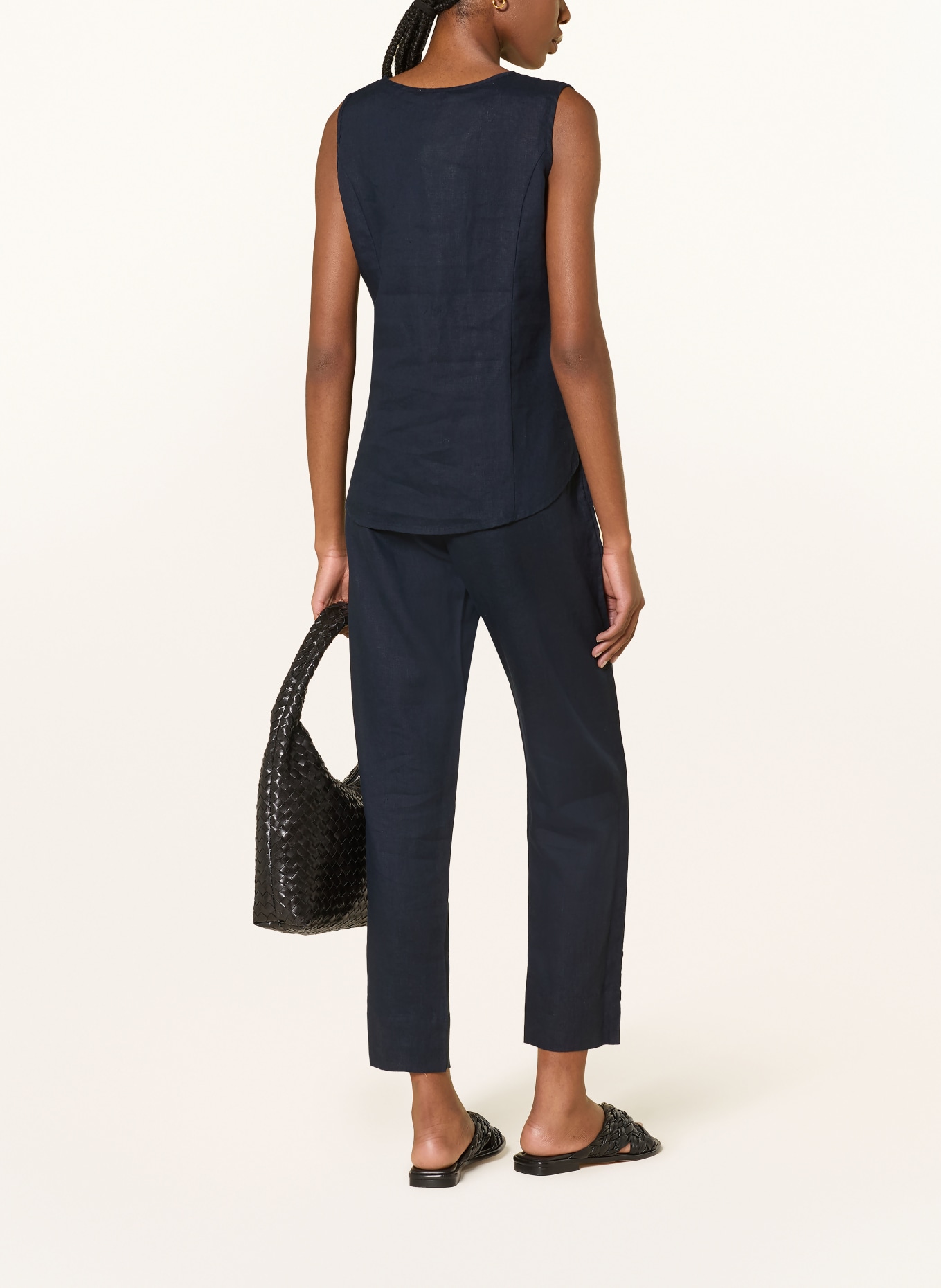 lilienfels lněné kalhoty: TMAVĚ MODRÁ