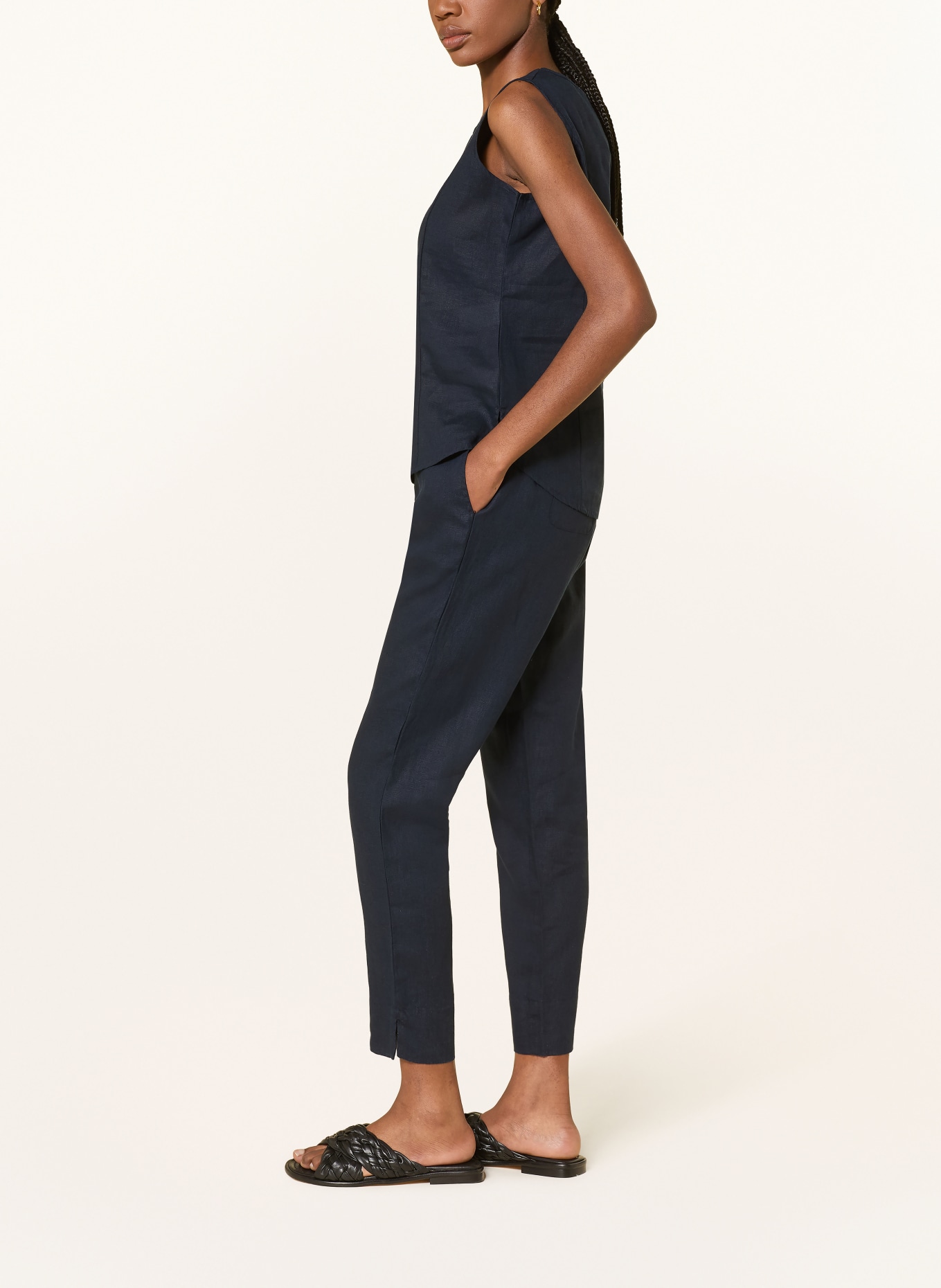 lilienfels lněné kalhoty: TMAVĚ MODRÁ