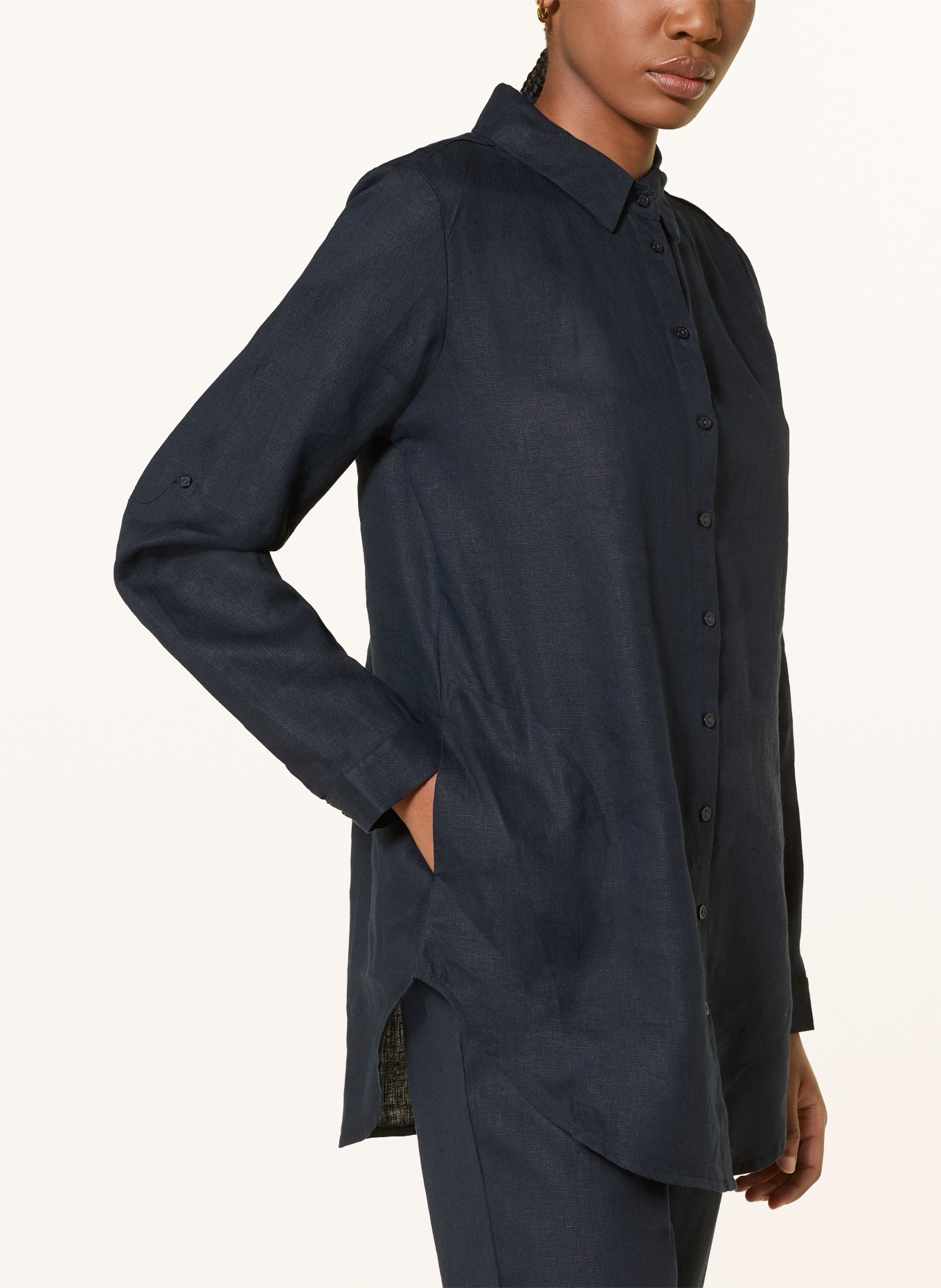 lilienfels Chemisier en lin: BLEU FONCÉ