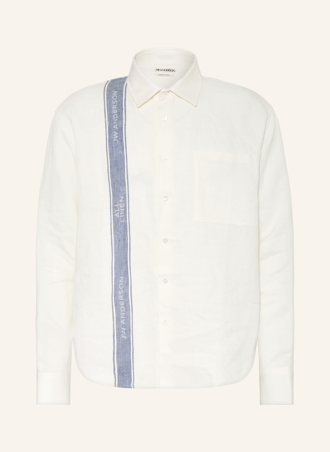 JW ANDERSON Linen Shirt, Comfort Fit: CREAM / BLUE