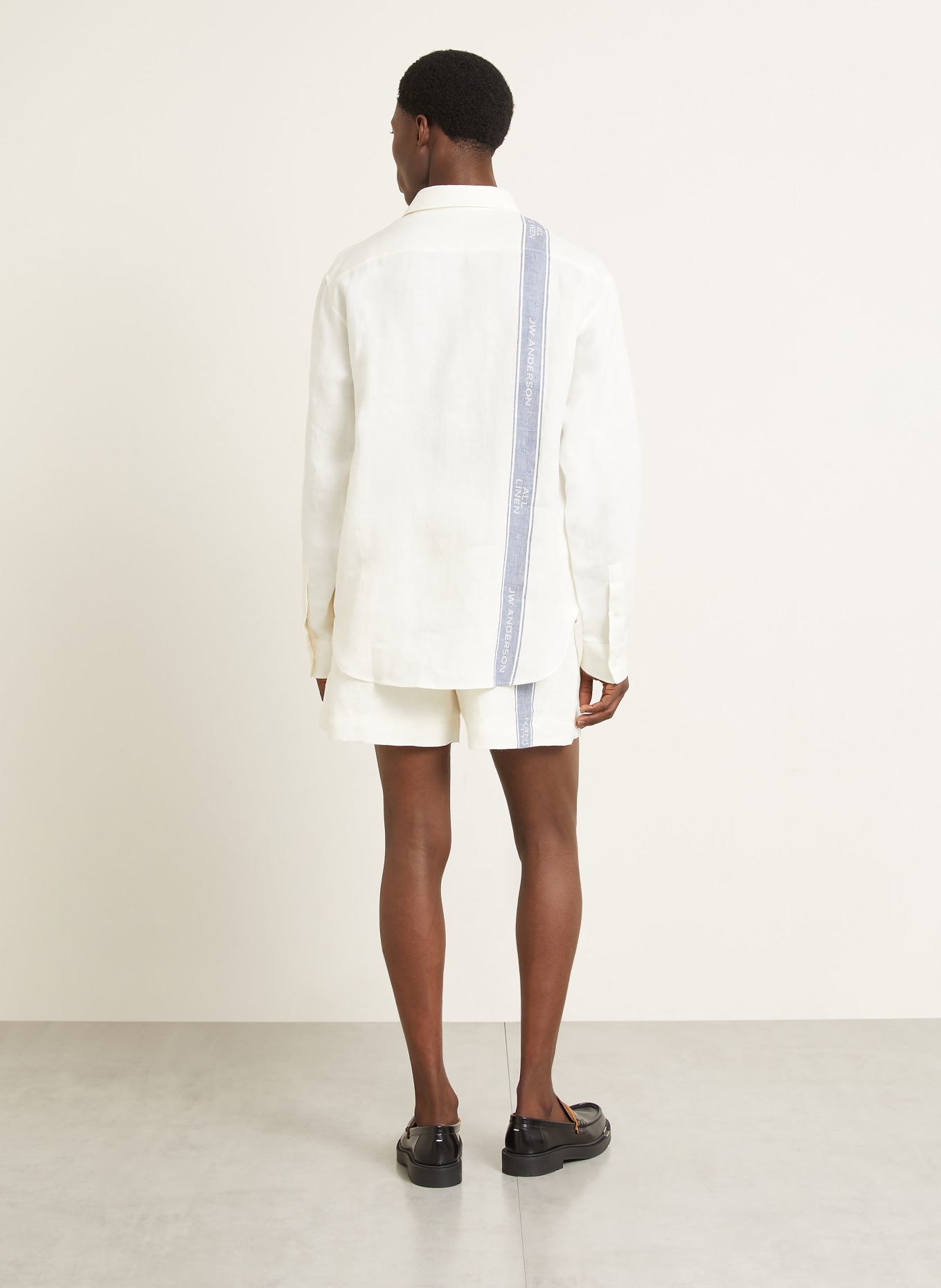 JW ANDERSON Linen Shirt, Comfort Fit: CREAM / BLUE