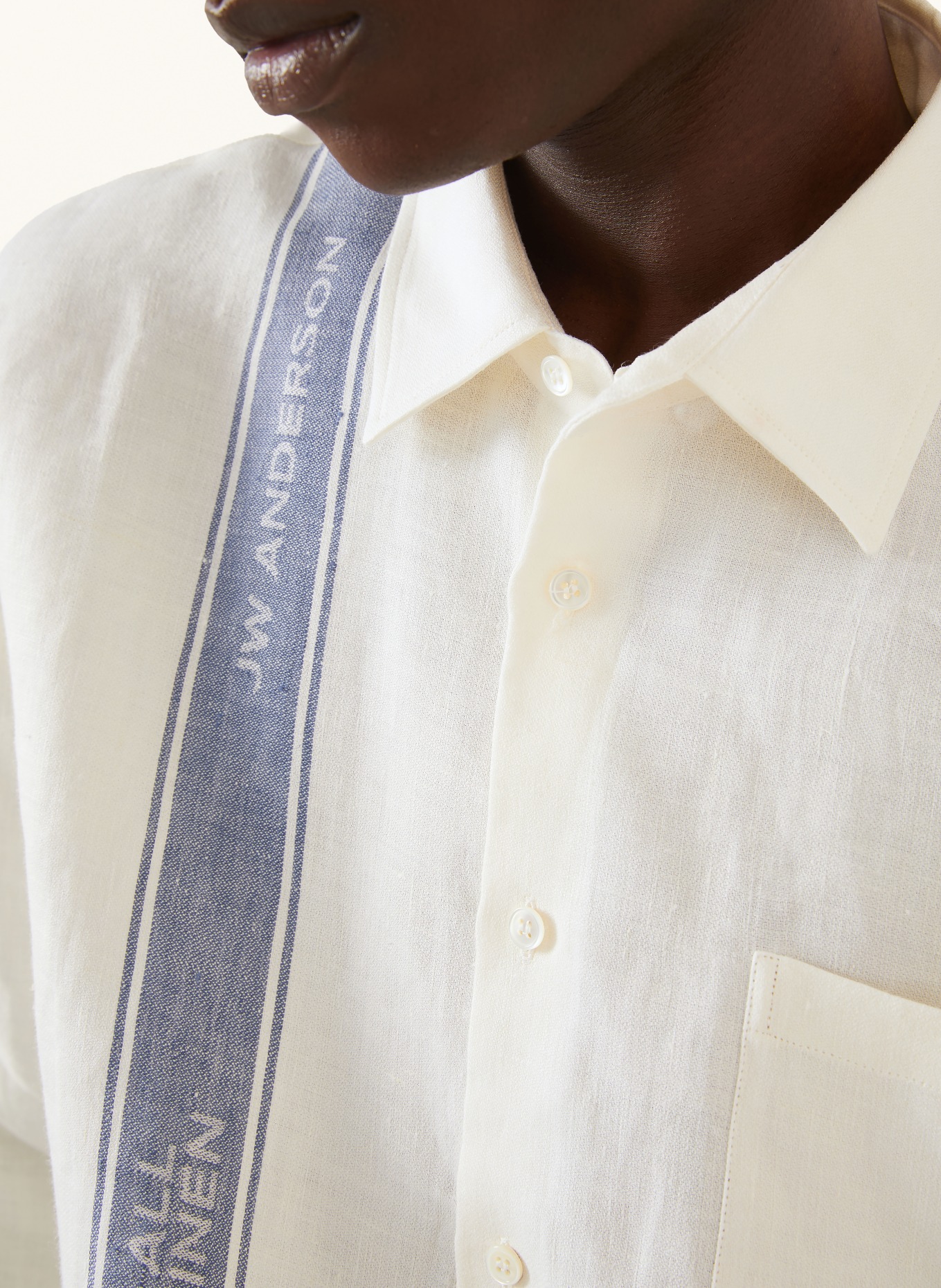 JW ANDERSON Linen Shirt, Comfort Fit: CREAM / BLUE