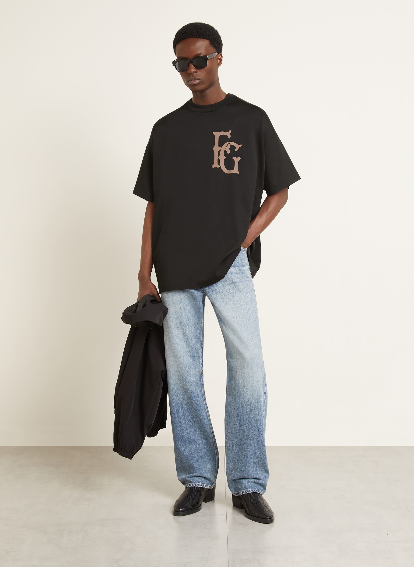 FEAR OF GOD Oversized shirt: BLACK / BROWN