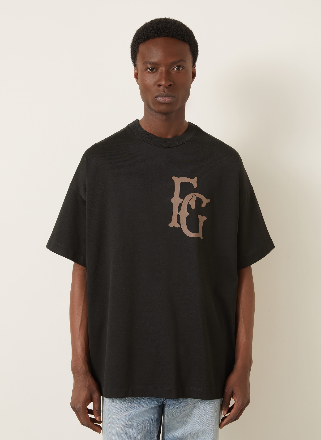 FEAR OF GOD Oversized shirt: BLACK / BROWN