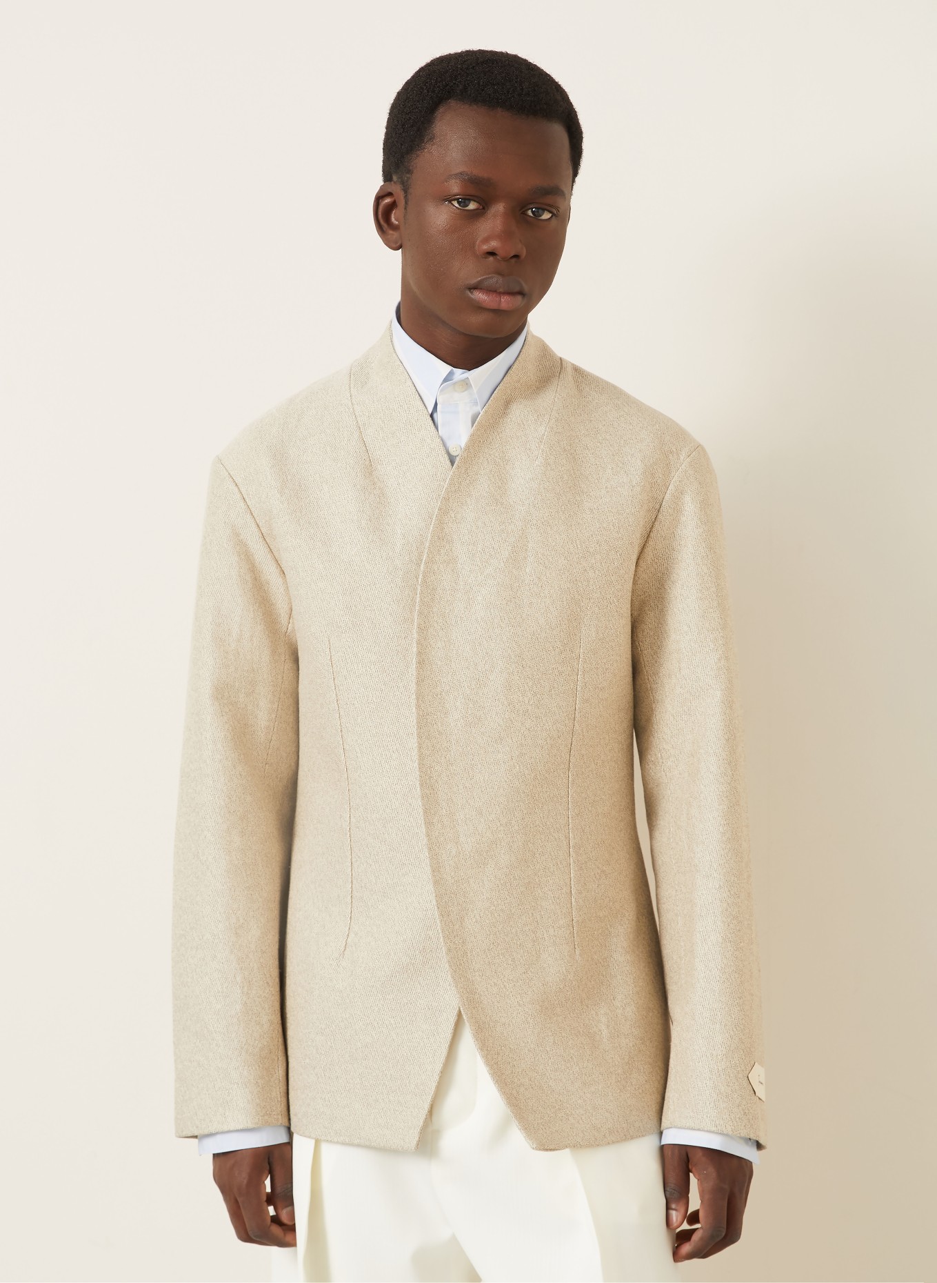 JACQUEMUS Marynarka LA VESTE BASTIDE o kroju Extra Slim Fit z lnu: BEŻOWY