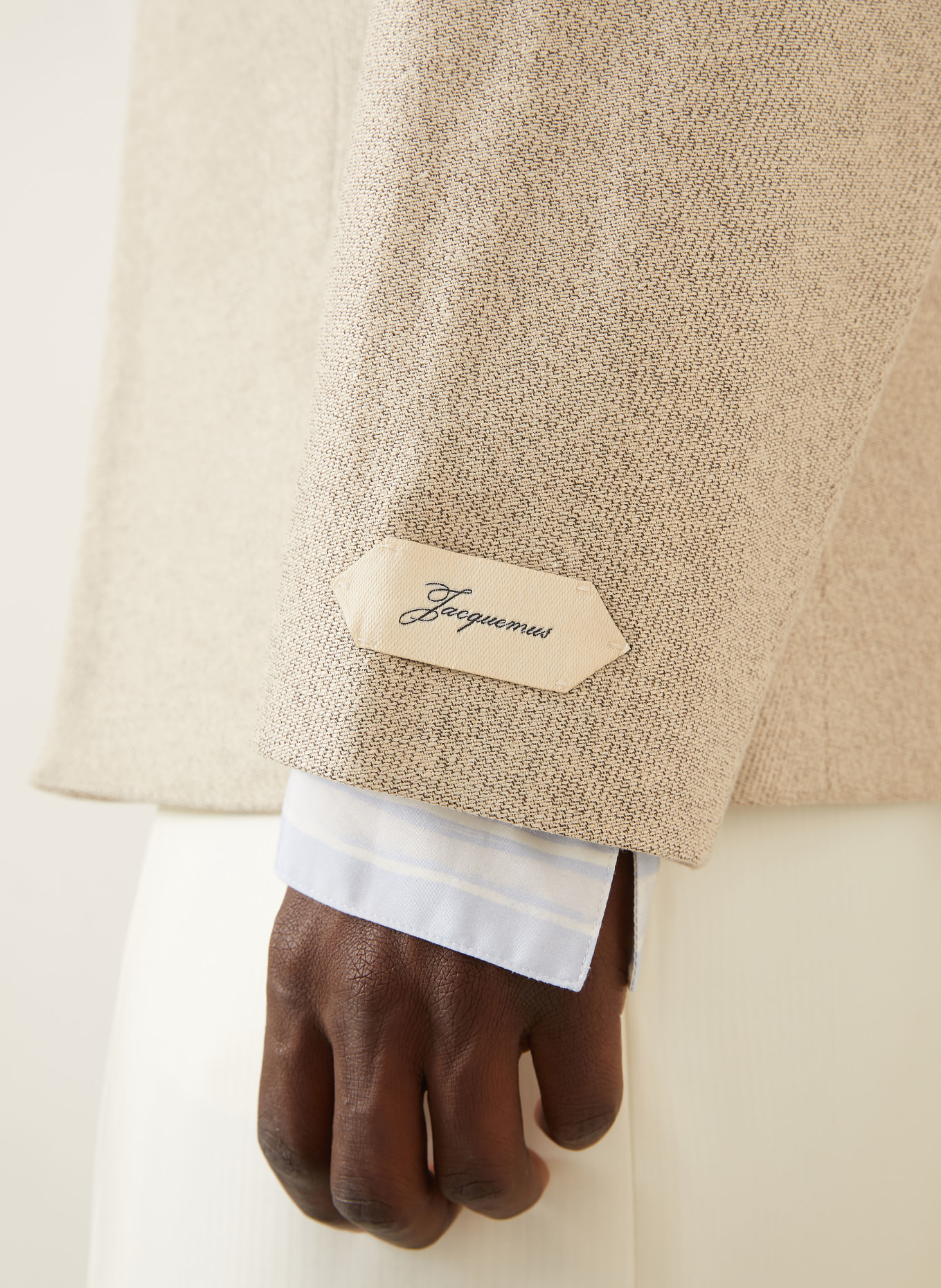 JACQUEMUS Marynarka LA VESTE BASTIDE o kroju Extra Slim Fit z lnu: BEŻOWY