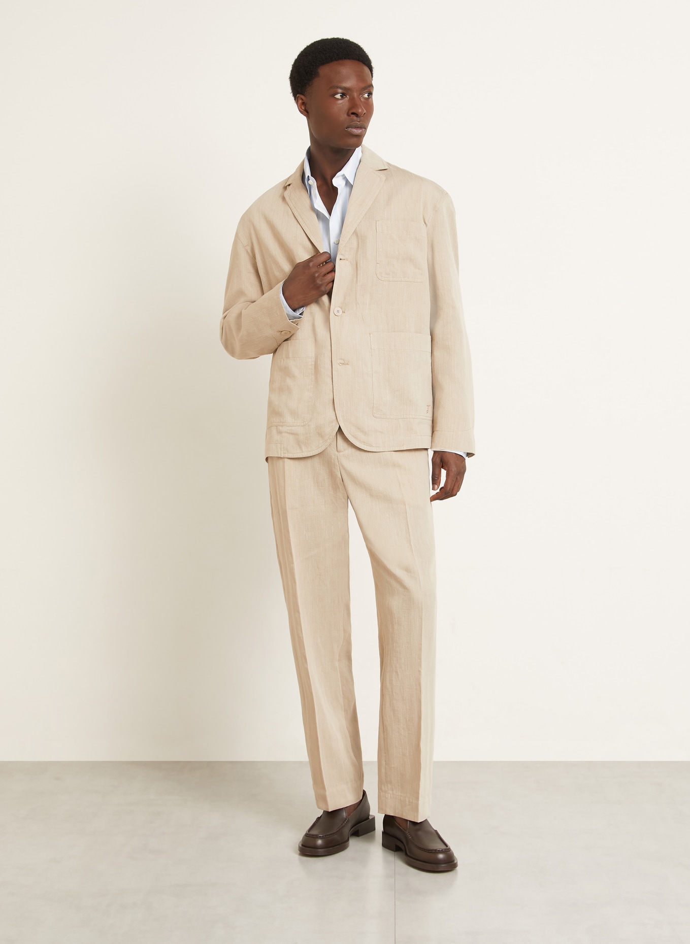 JACQUEMUS Kurtka LA VESTE PASTRO z lnu: BEŻOWY