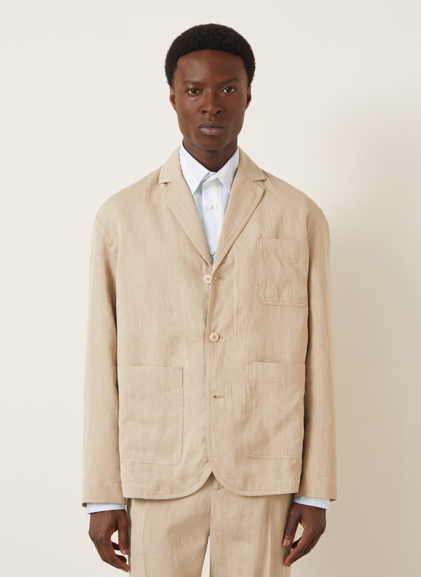 JACQUEMUS Kurtka LA VESTE PASTRO z lnu: BEŻOWY