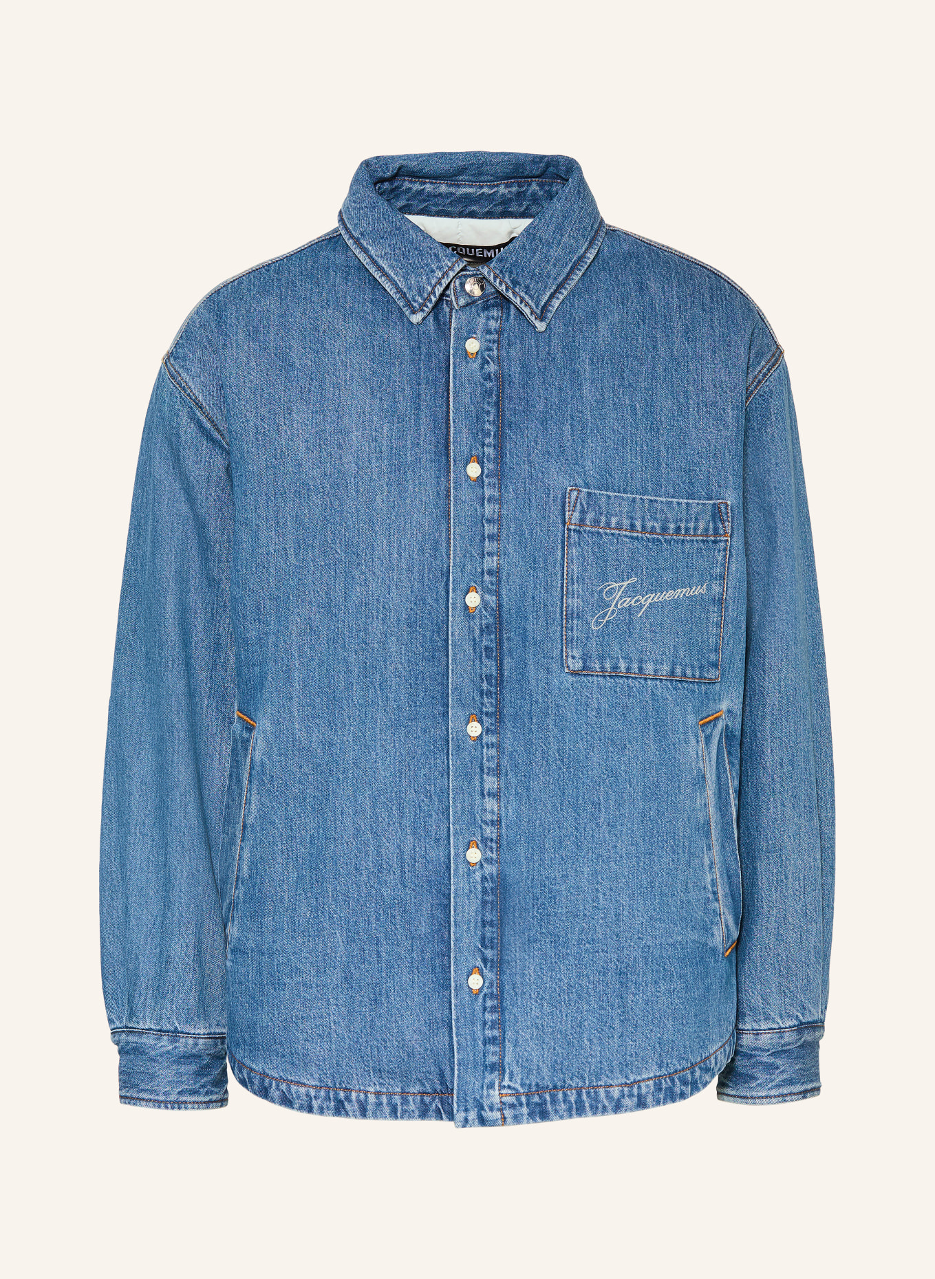 JACQUEMUS Kurtka dżinsowa LA CHEMISE BOULANGER: 33C BLUE/TABAC