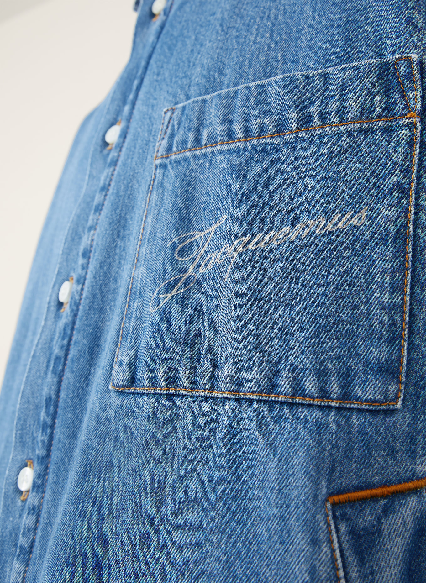 JACQUEMUS Kurtka dżinsowa LA CHEMISE BOULANGER: 33C BLUE/TABAC