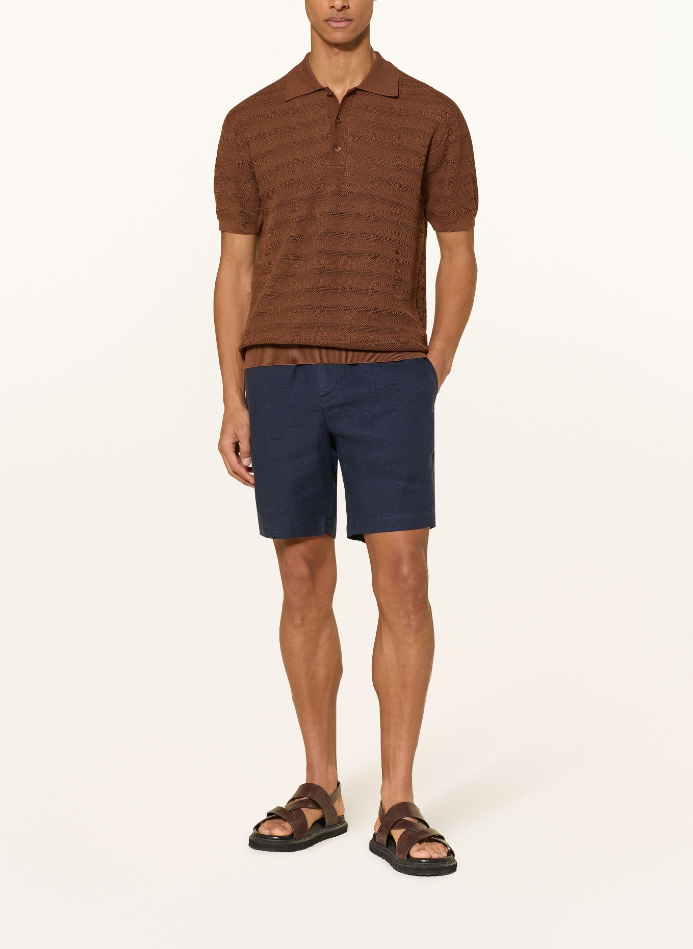FRESCOBOL CARIOCA FELIPE shorts with linen: DARK BLUE