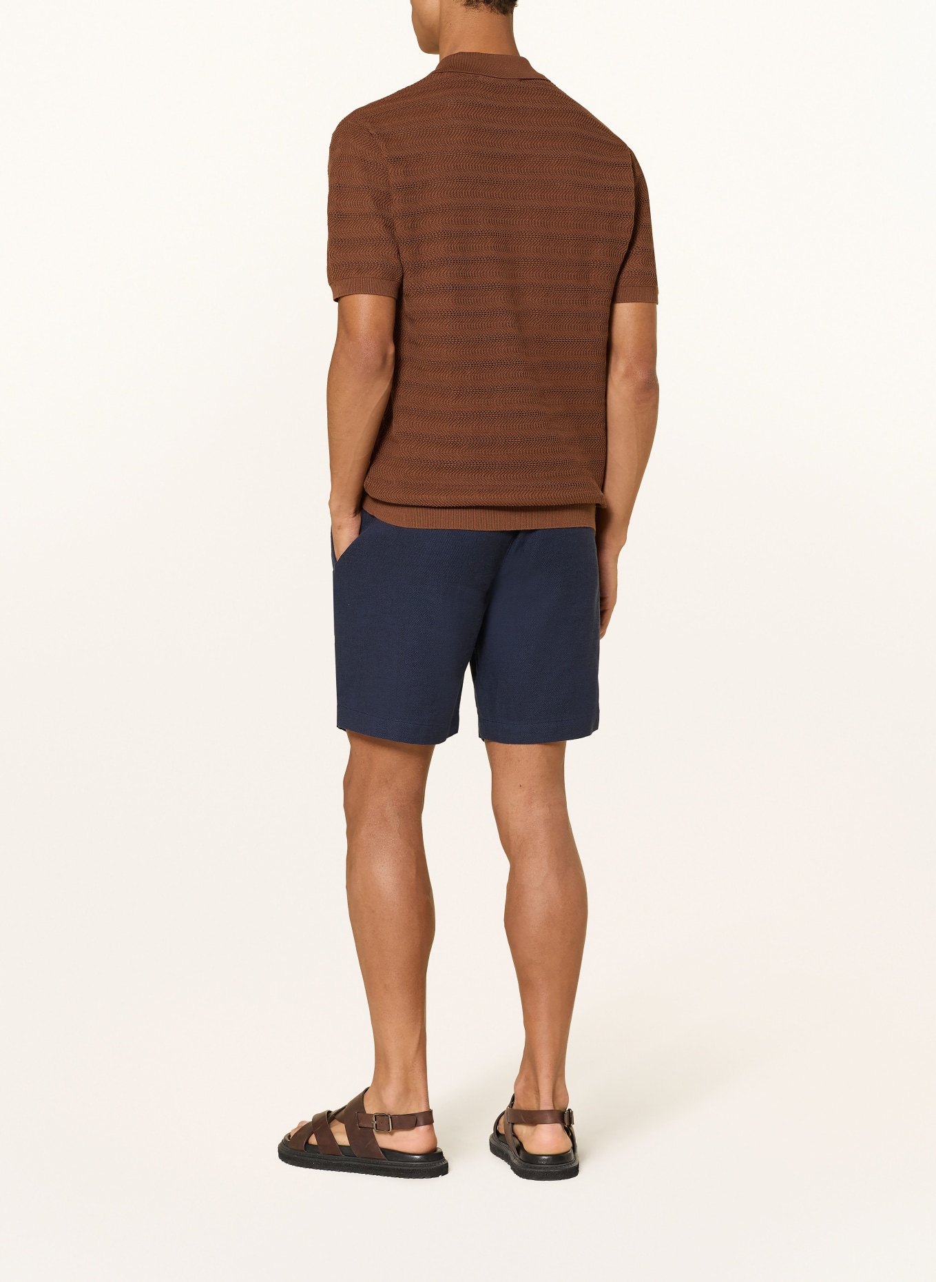 FRESCOBOL CARIOCA FELIPE shorts with linen: DARK BLUE