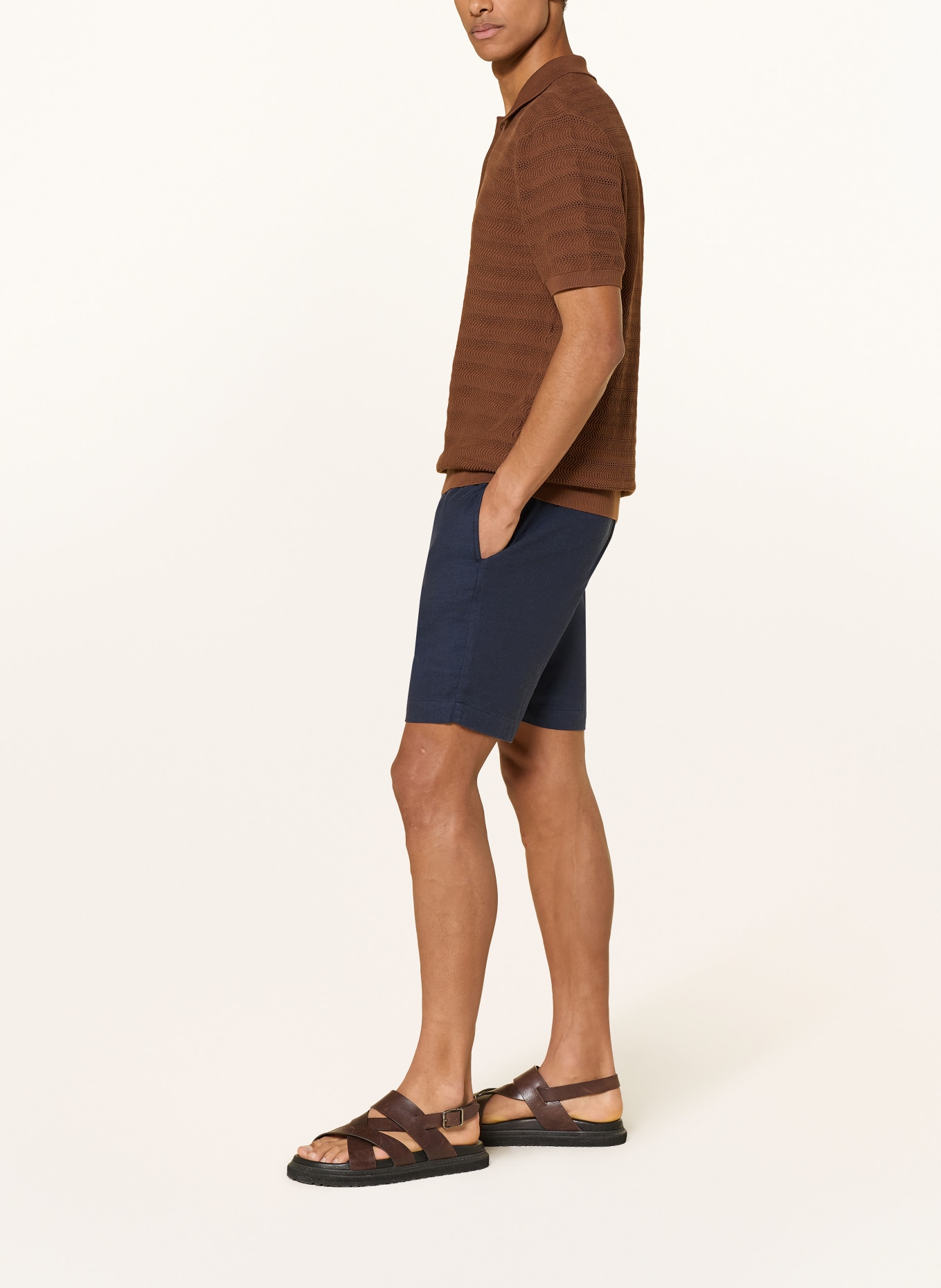 FRESCOBOL CARIOCA FELIPE shorts with linen: DARK BLUE
