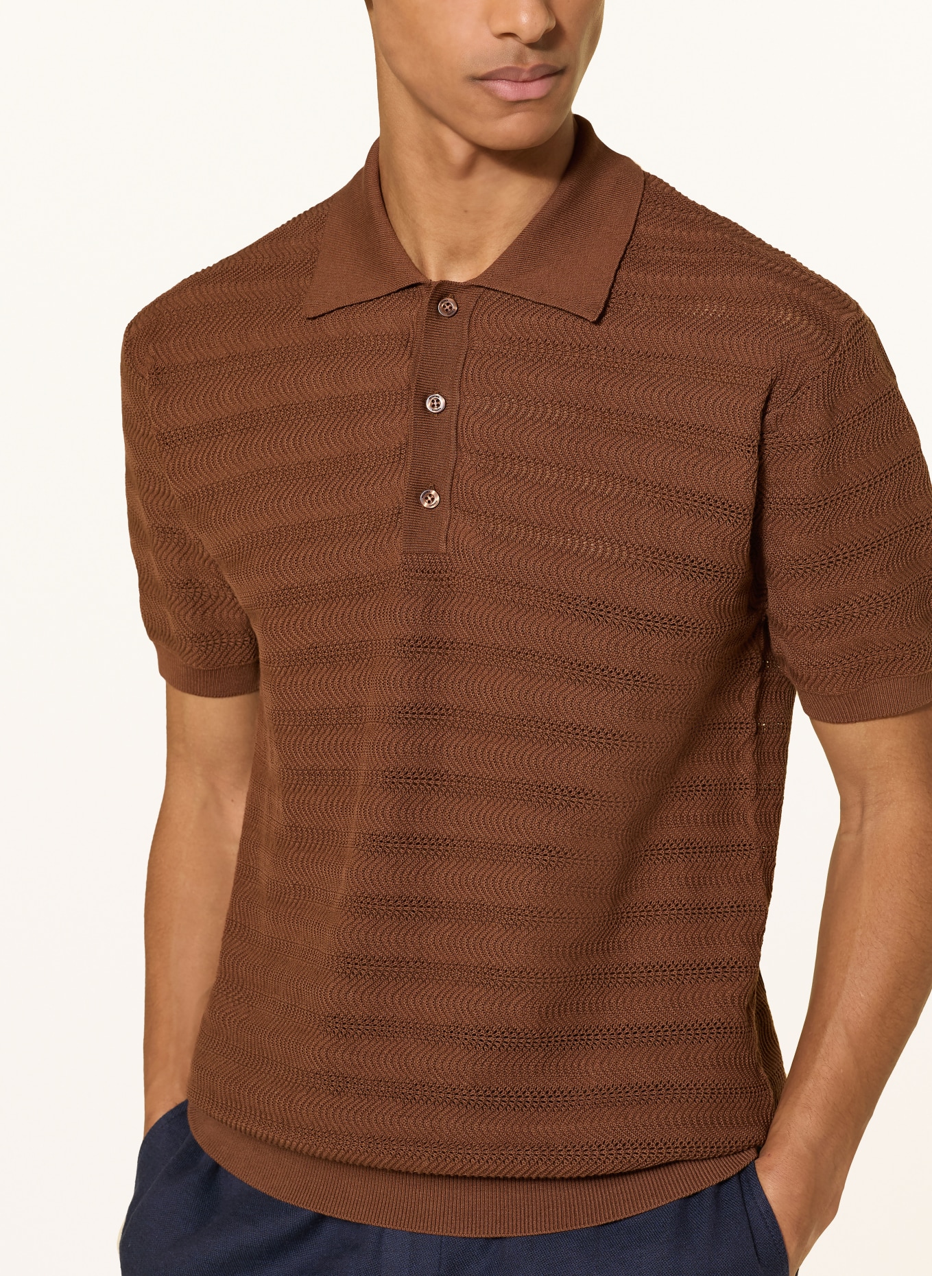FRESCOBOL CARIOCA VIDAL Knit Polo Shirt: BROWN