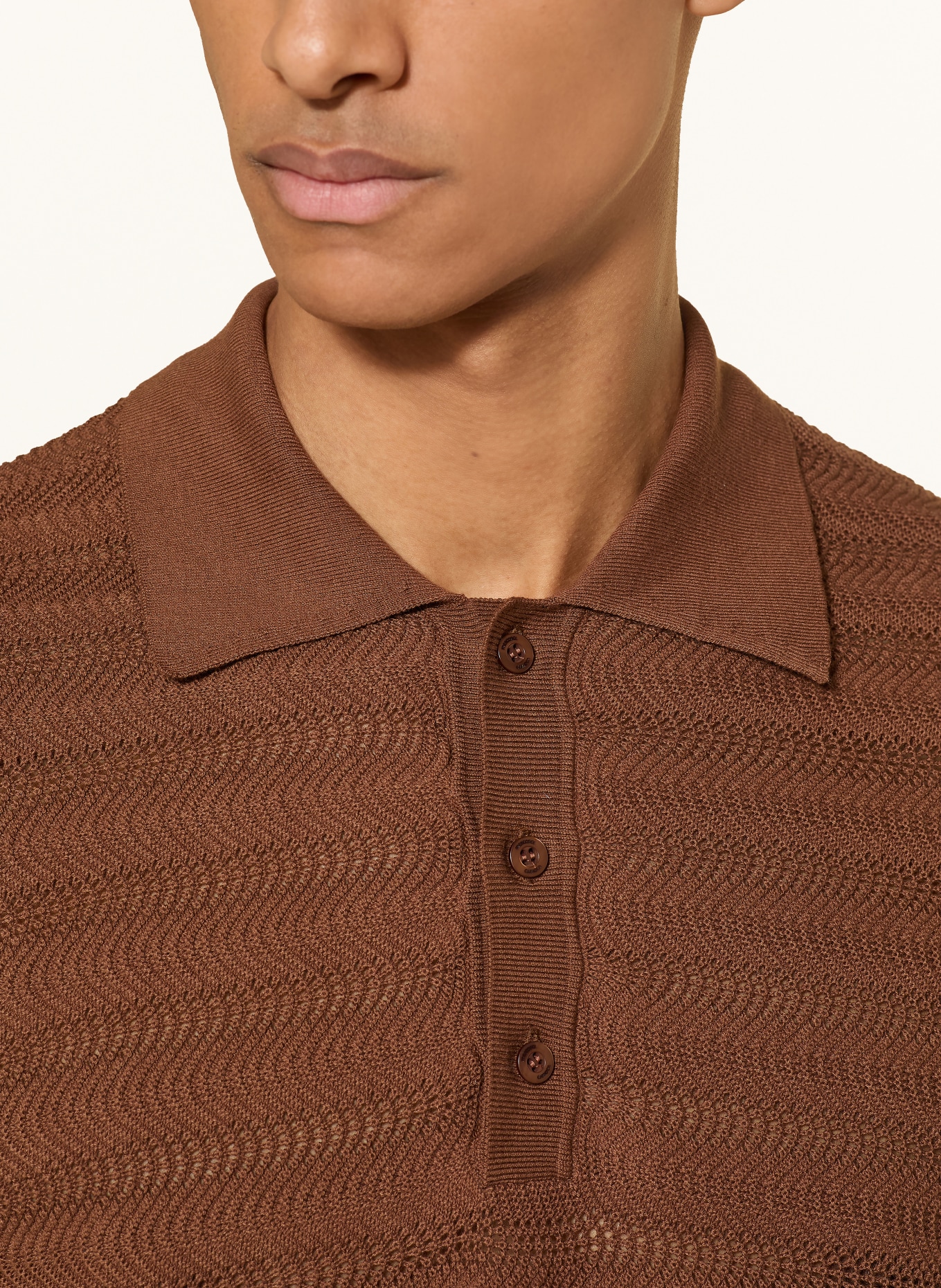 FRESCOBOL CARIOCA VIDAL Knit Polo Shirt: BROWN