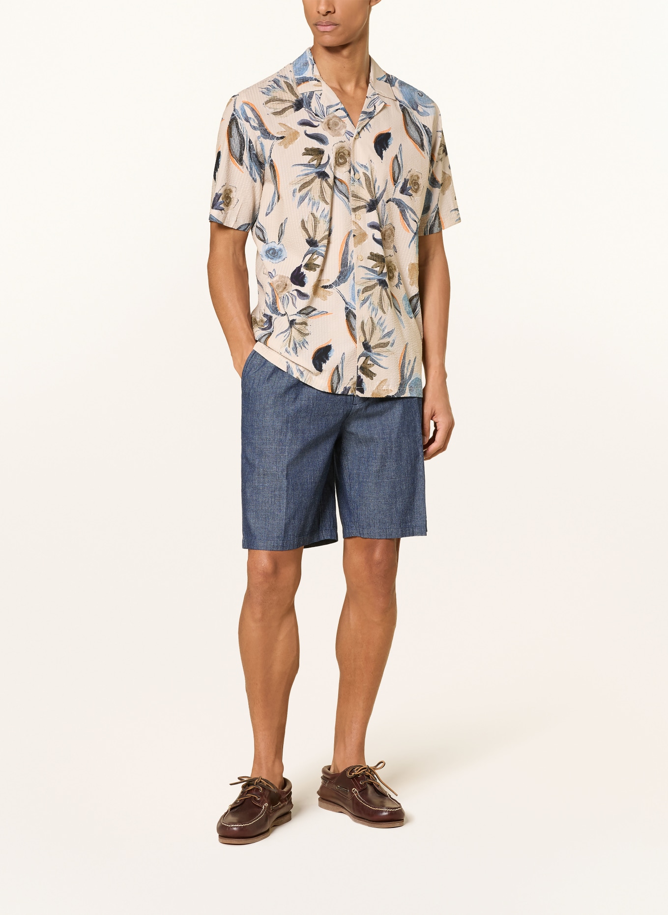 MOS MOSH Gallery MMGJOEL Resort Shirt, Regular Fit: BEIGE / DARK GRAY / LIGHT BLUE