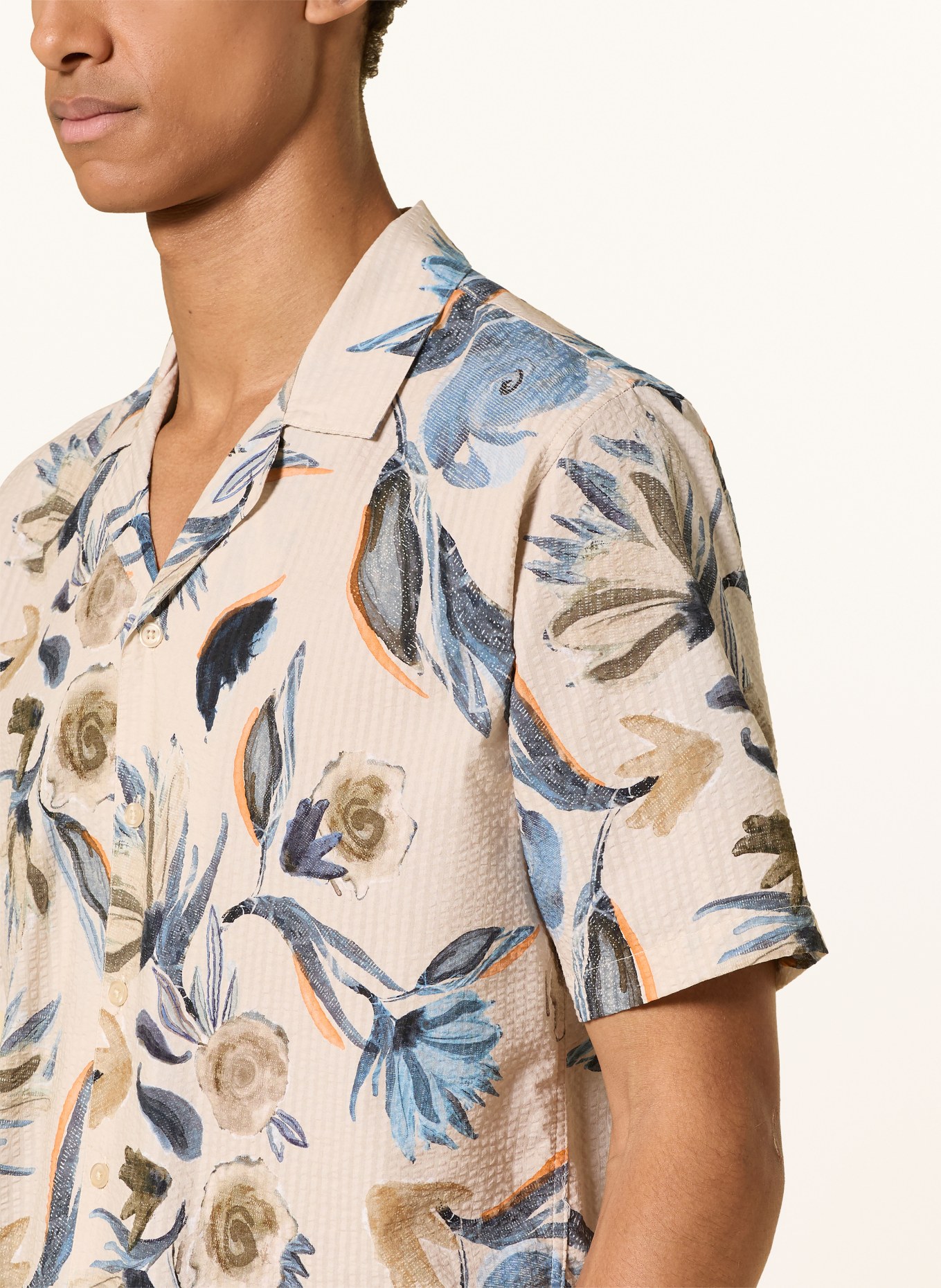 MOS MOSH Gallery MMGJOEL Resort Shirt, Regular Fit: BEIGE / DARK GRAY / LIGHT BLUE