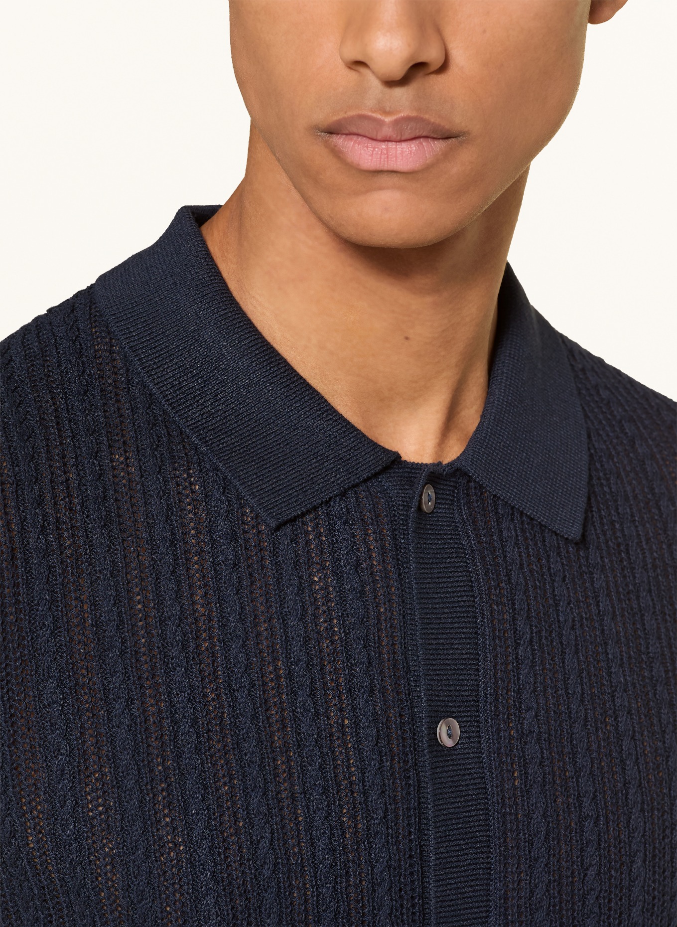 MOS MOSH Gallery MMGDARIO Slim Fit Knit Shirt: DARK BLUE
