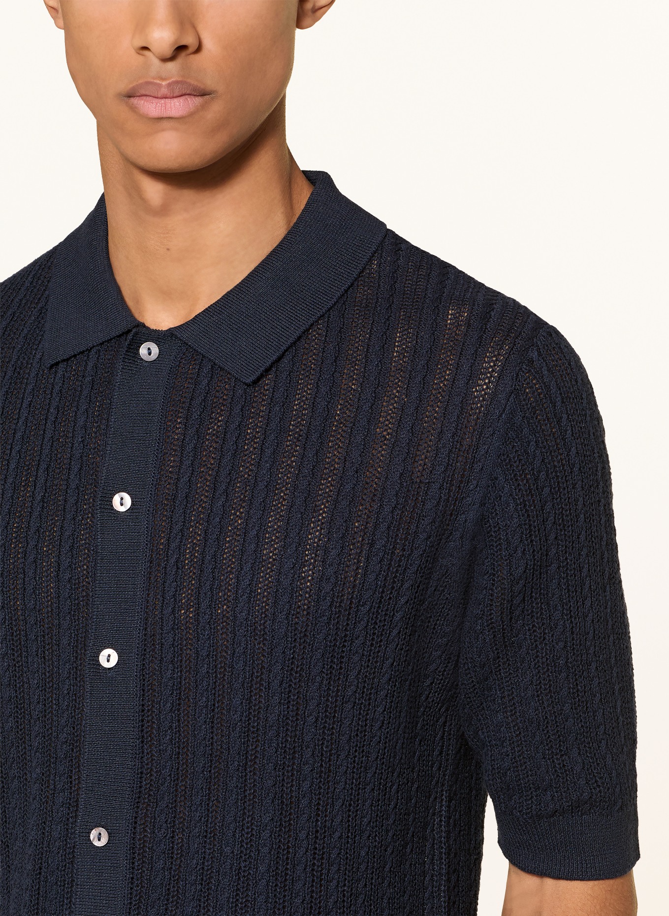 MOS MOSH Gallery MMGDARIO Slim Fit Knit Shirt: DARK BLUE