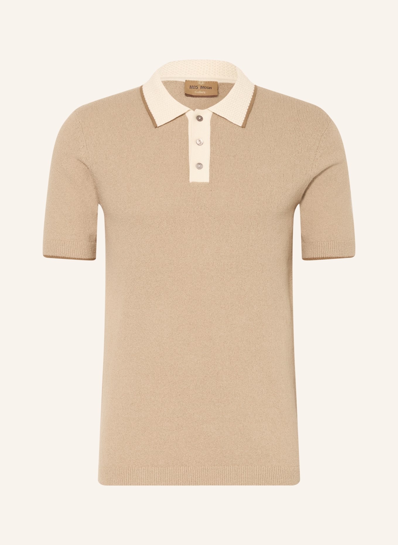 MOS MOSH Gallery MMGFRANCESCO Knit Polo Shirt, Regular Fit: CAMEL / CREAM