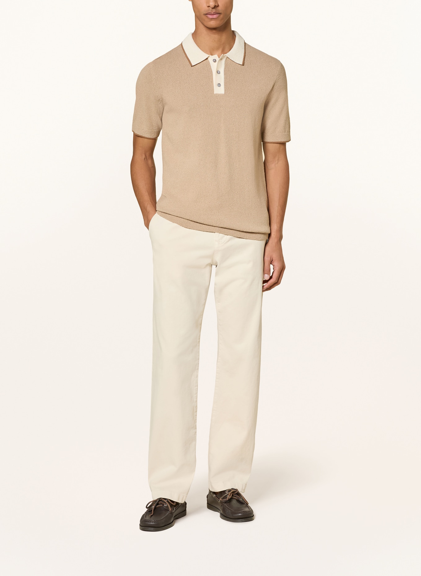 MOS MOSH Gallery MMGFRANCESCO Knit Polo Shirt, Regular Fit: CAMEL / CREAM