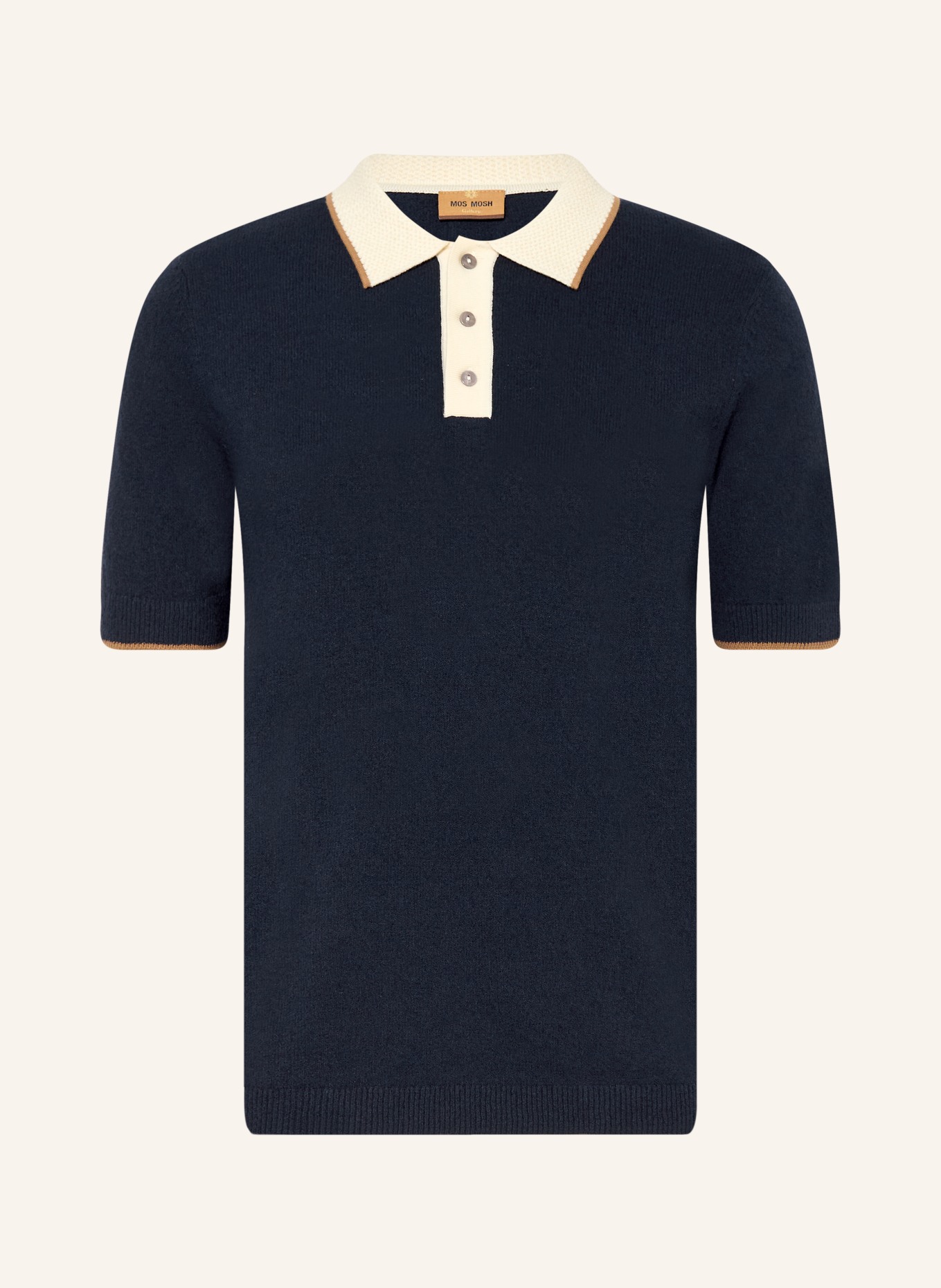 MOS MOSH Gallery MMGFRANCESCO Knit Polo Shirt, Regular Fit: DARK BLUE / BEIGE / CREAM