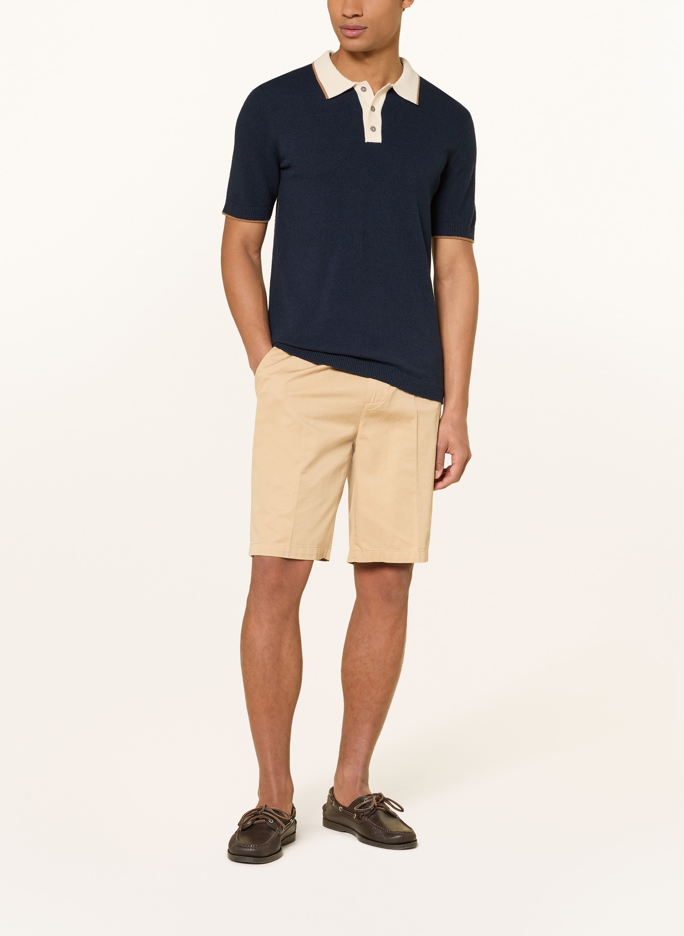 MOS MOSH Gallery MMGFRANCESCO Knit Polo Shirt, Regular Fit: DARK BLUE / BEIGE / CREAM