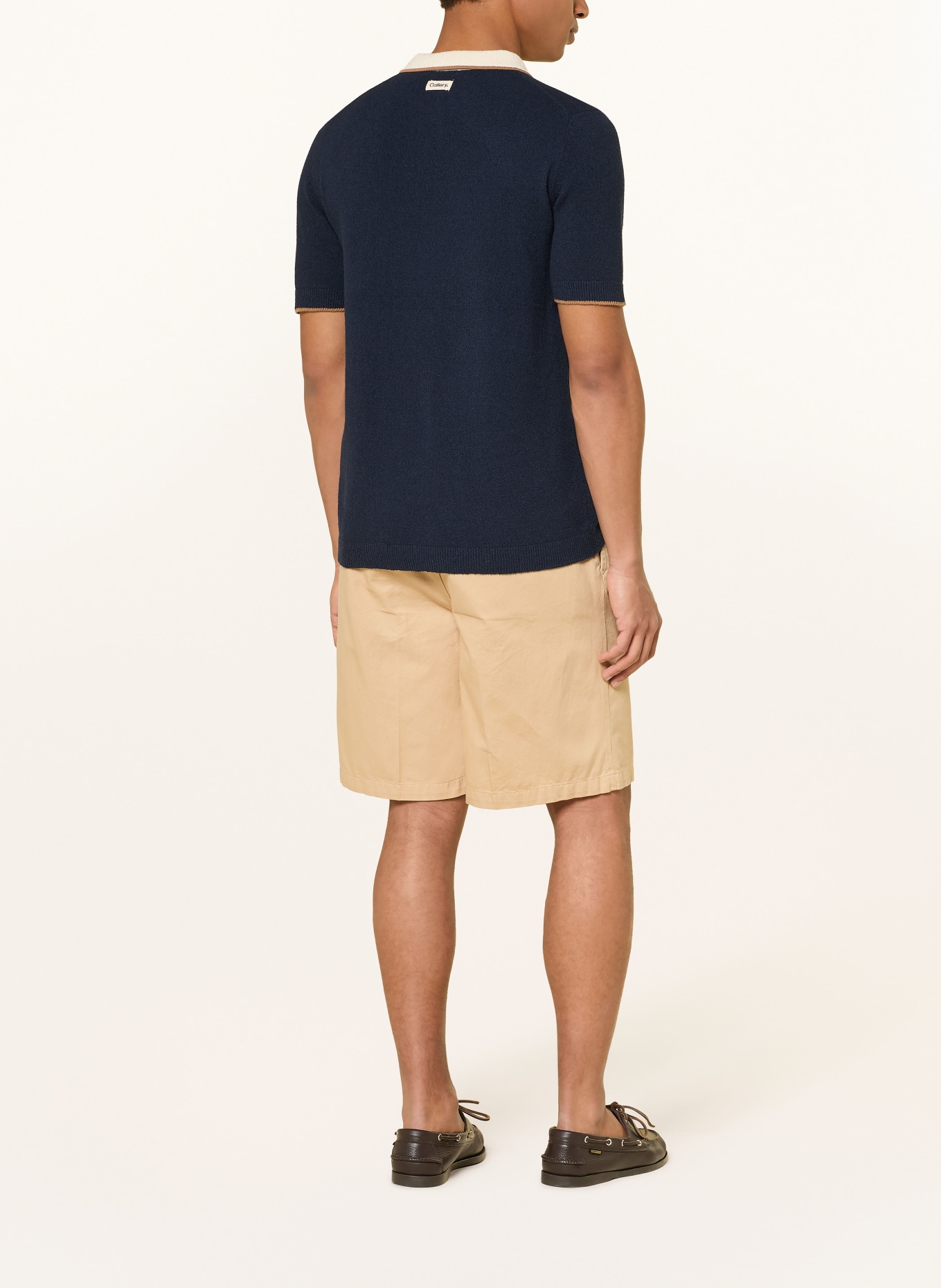 MOS MOSH Gallery MMGFRANCESCO Knit Polo Shirt, Regular Fit: DARK BLUE / BEIGE / CREAM