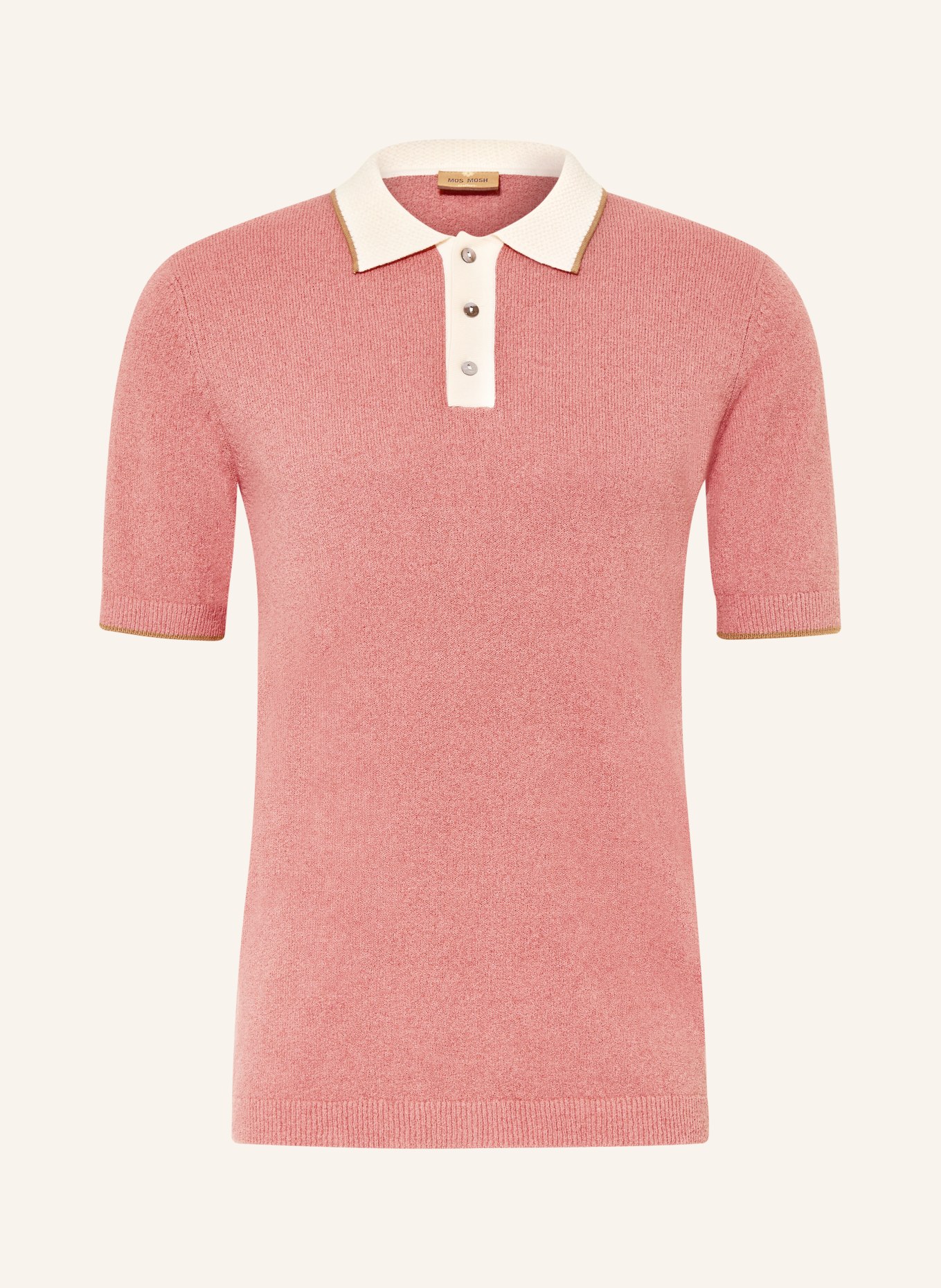 MOS MOSH Gallery MMGFRANCESCO Knit Polo Shirt, Regular Fit: LIGHT RED / CREAM