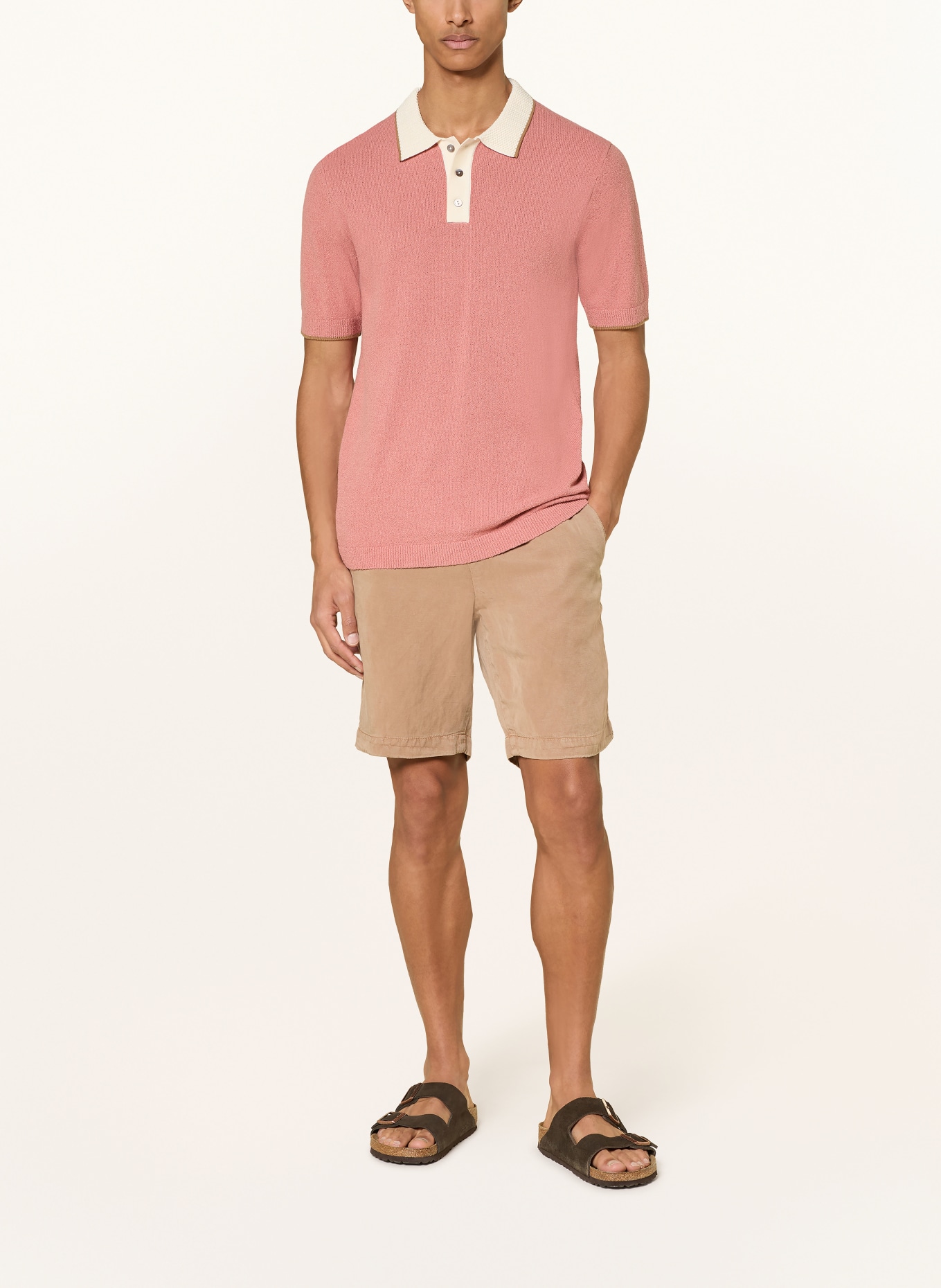 MOS MOSH Gallery MMGFRANCESCO Knit Polo Shirt, Regular Fit: LIGHT RED / CREAM