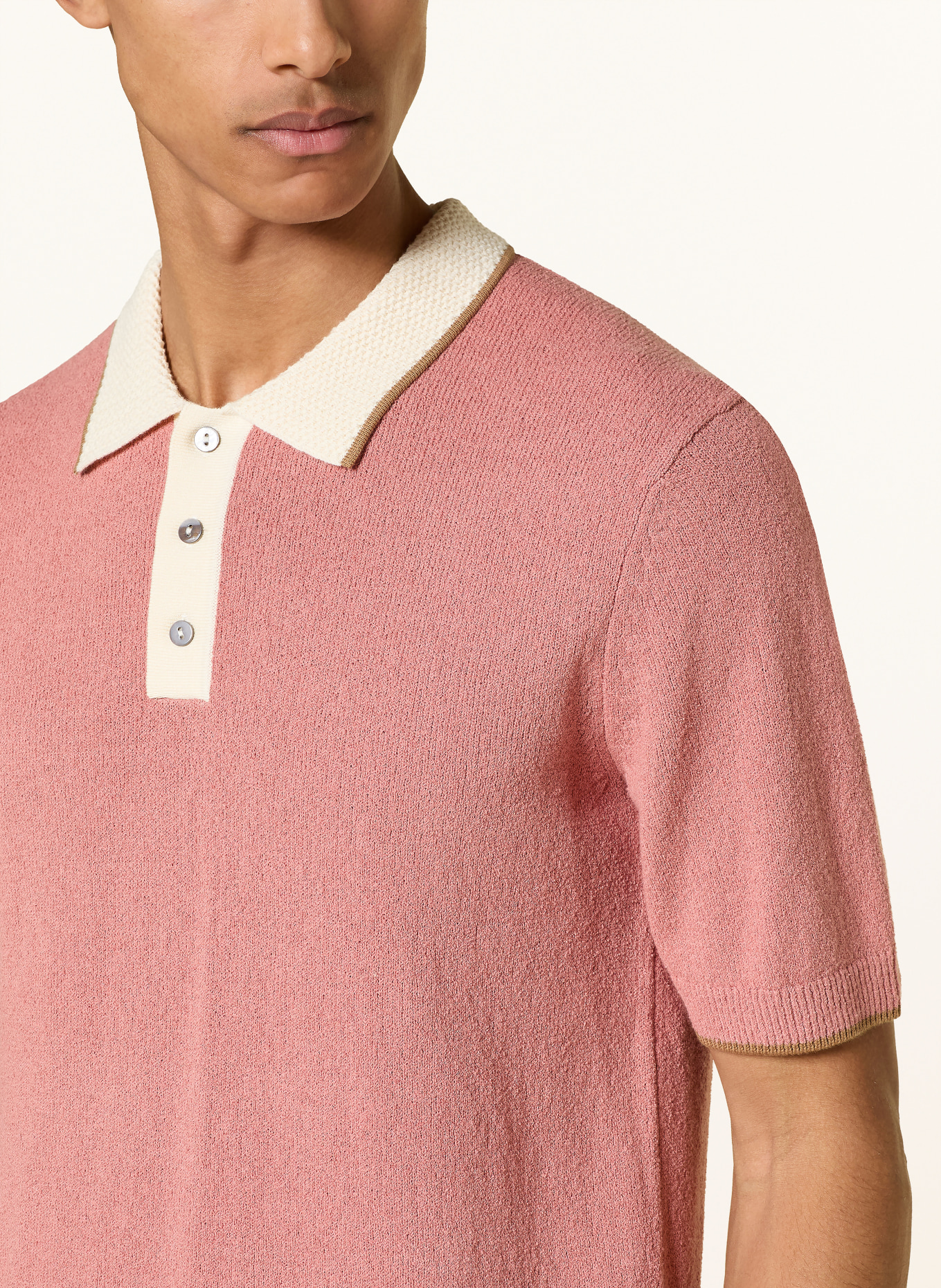 MOS MOSH Gallery MMGFRANCESCO Knit Polo Shirt, Regular Fit: LIGHT RED / CREAM