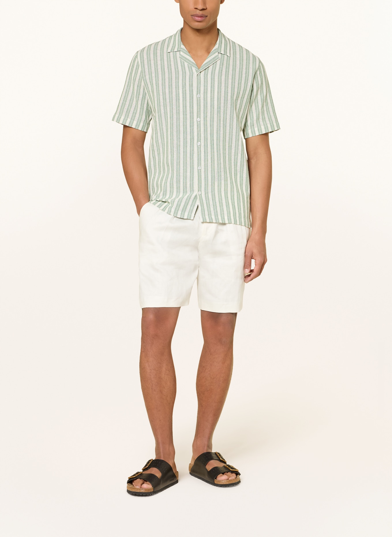 MOS MOSH Gallery Koszula wypoczynkowa MMGJOE BASSO o regularnym kroju: JASNOZIELONY / ECRU