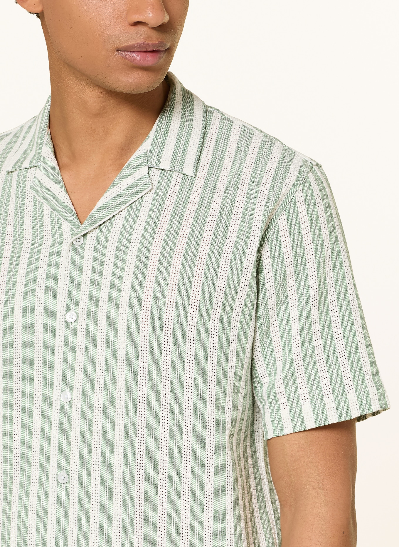 MOS MOSH Gallery Koszula wypoczynkowa MMGJOE BASSO o regularnym kroju: JASNOZIELONY / ECRU
