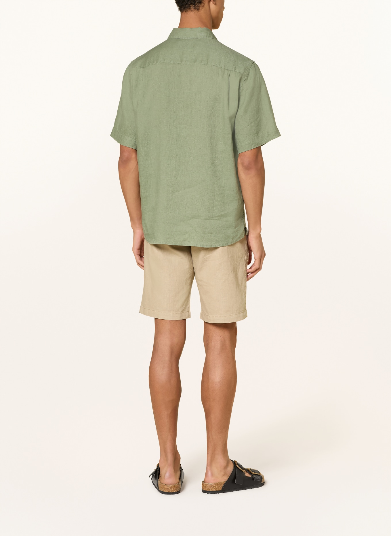 MOS MOSH Gallery MMGTHEO Regular Fit Short-Sleeve Linen Shirt: GREEN