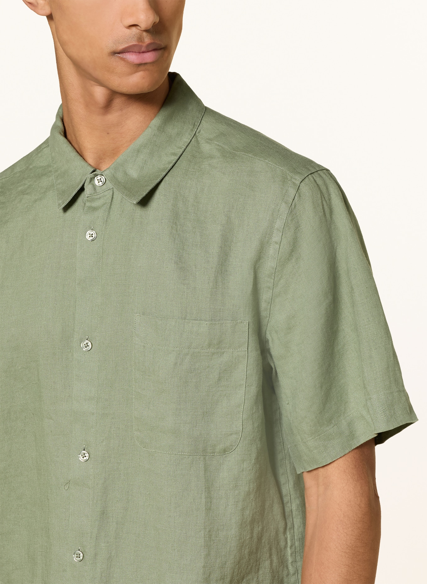 MOS MOSH Gallery MMGTHEO Regular Fit Short-Sleeve Linen Shirt: GREEN