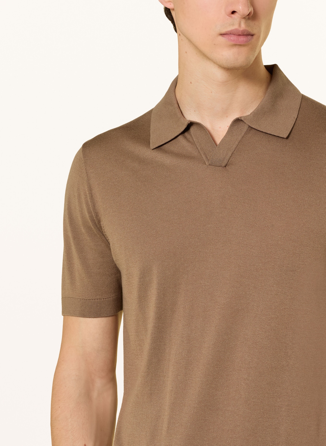 OLYMP Strick-Poloshirt: BRAUN