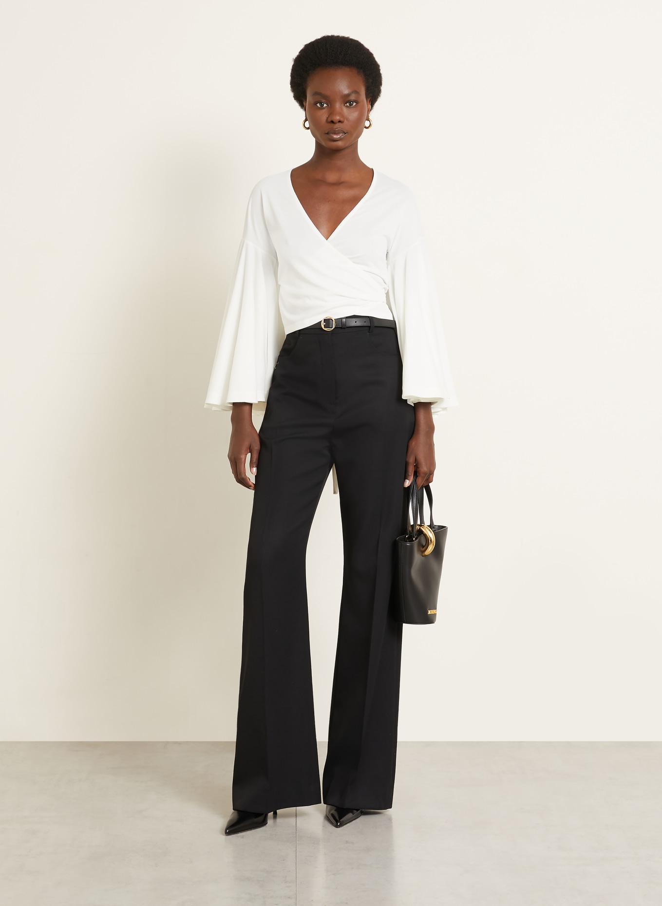 JACQUEMUS Wickelbluse LE CACHE COEUR VENTADOU mit 3/4-Arm: ECRU