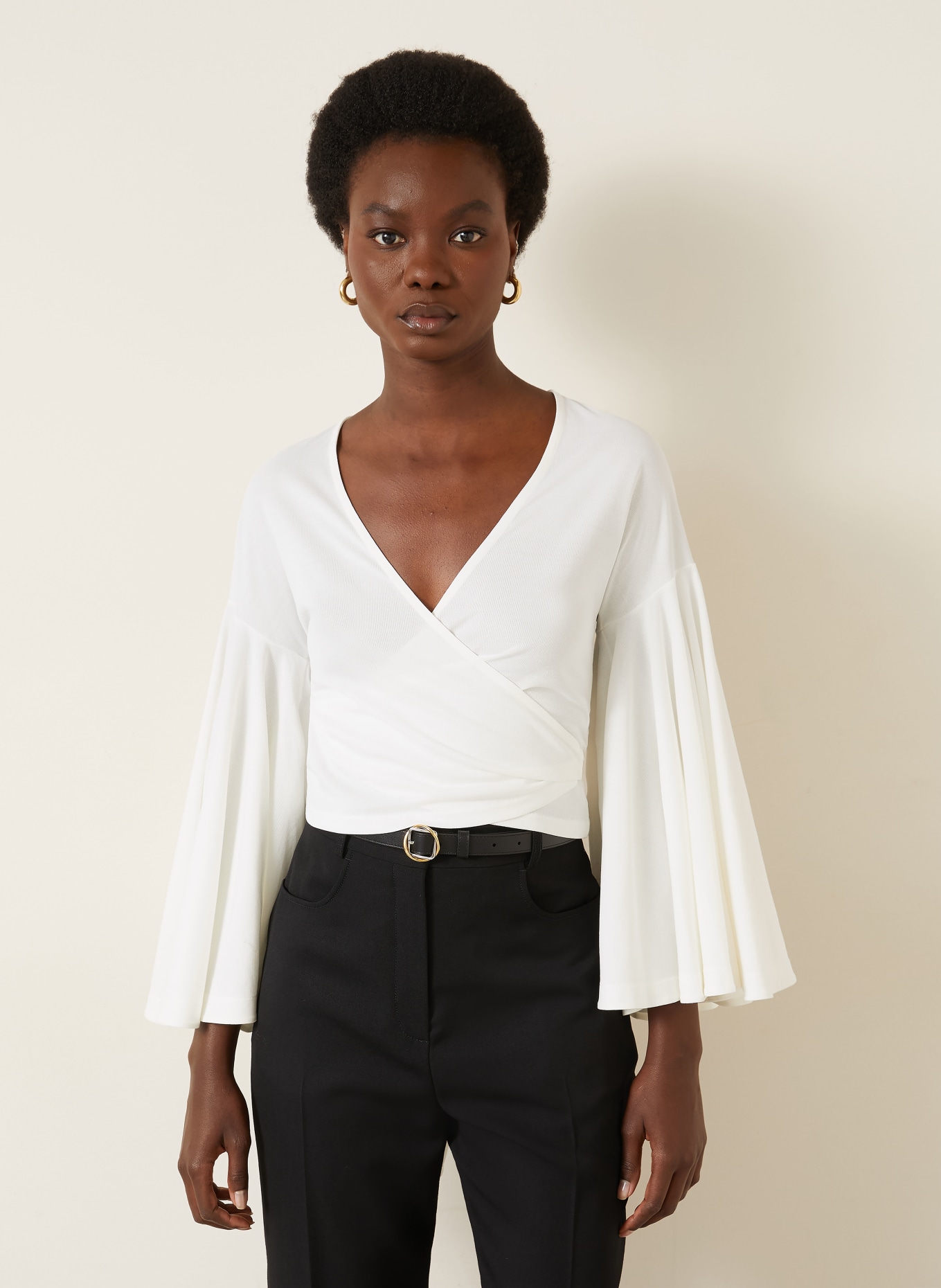 JACQUEMUS Wickelbluse LE CACHE COEUR VENTADOU mit 3/4-Arm: ECRU