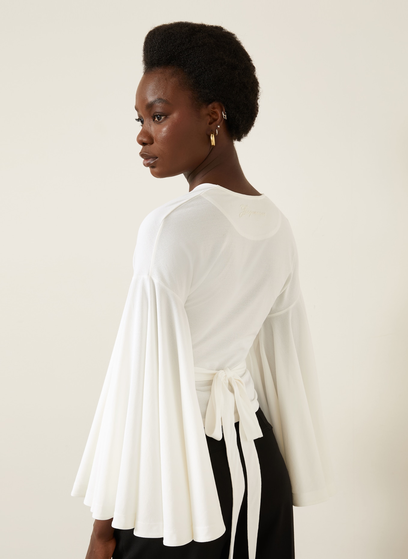 JACQUEMUS Wickelbluse LE CACHE COEUR VENTADOU mit 3/4-Arm: ECRU