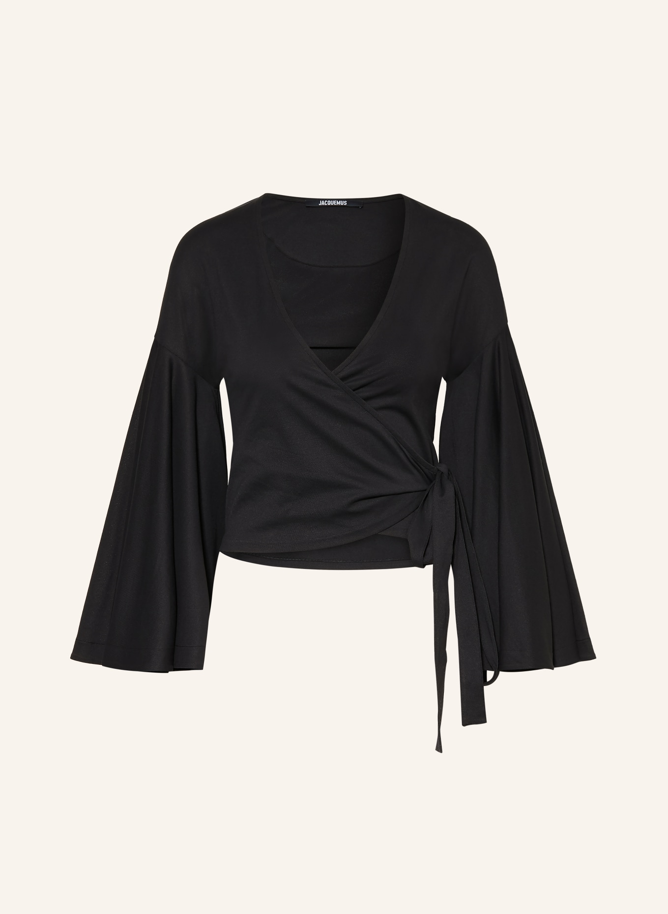 JACQUEMUS Bluzka kopertowa LE CACHE COEUR VENTADOU z rękawami 3/4: CZARNY