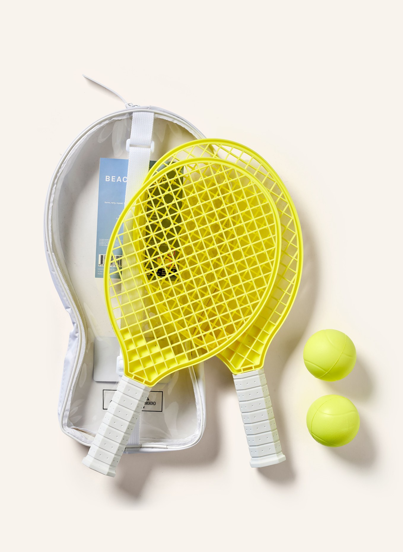 SUNNYLIFE Strandtennis-Set LA MER: NEONGELB / HELLGRAU