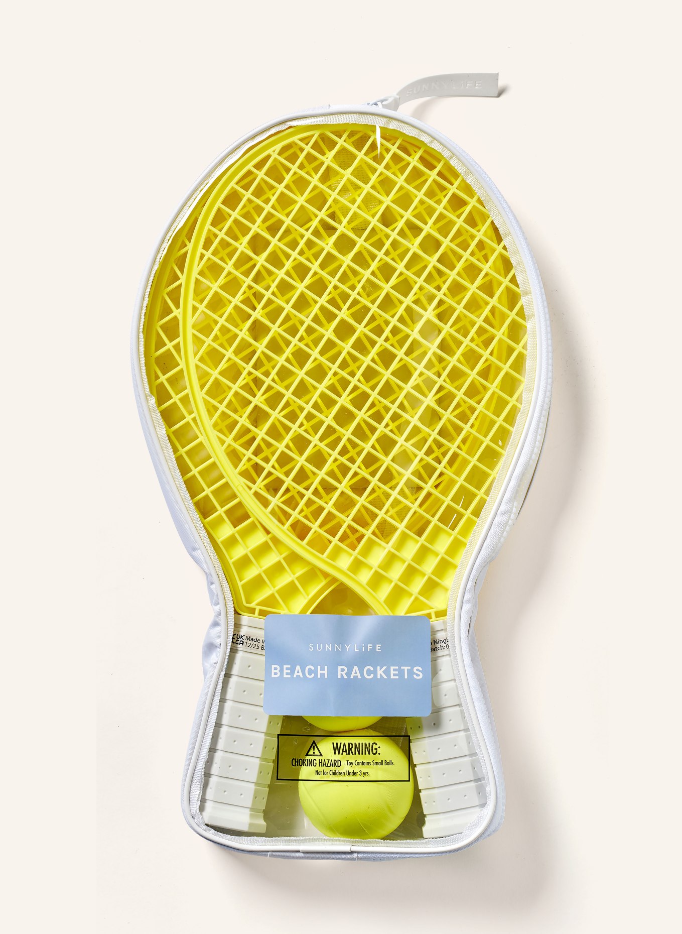 SUNNYLIFE Strandtennis-Set LA MER: NEONGELB / HELLGRAU