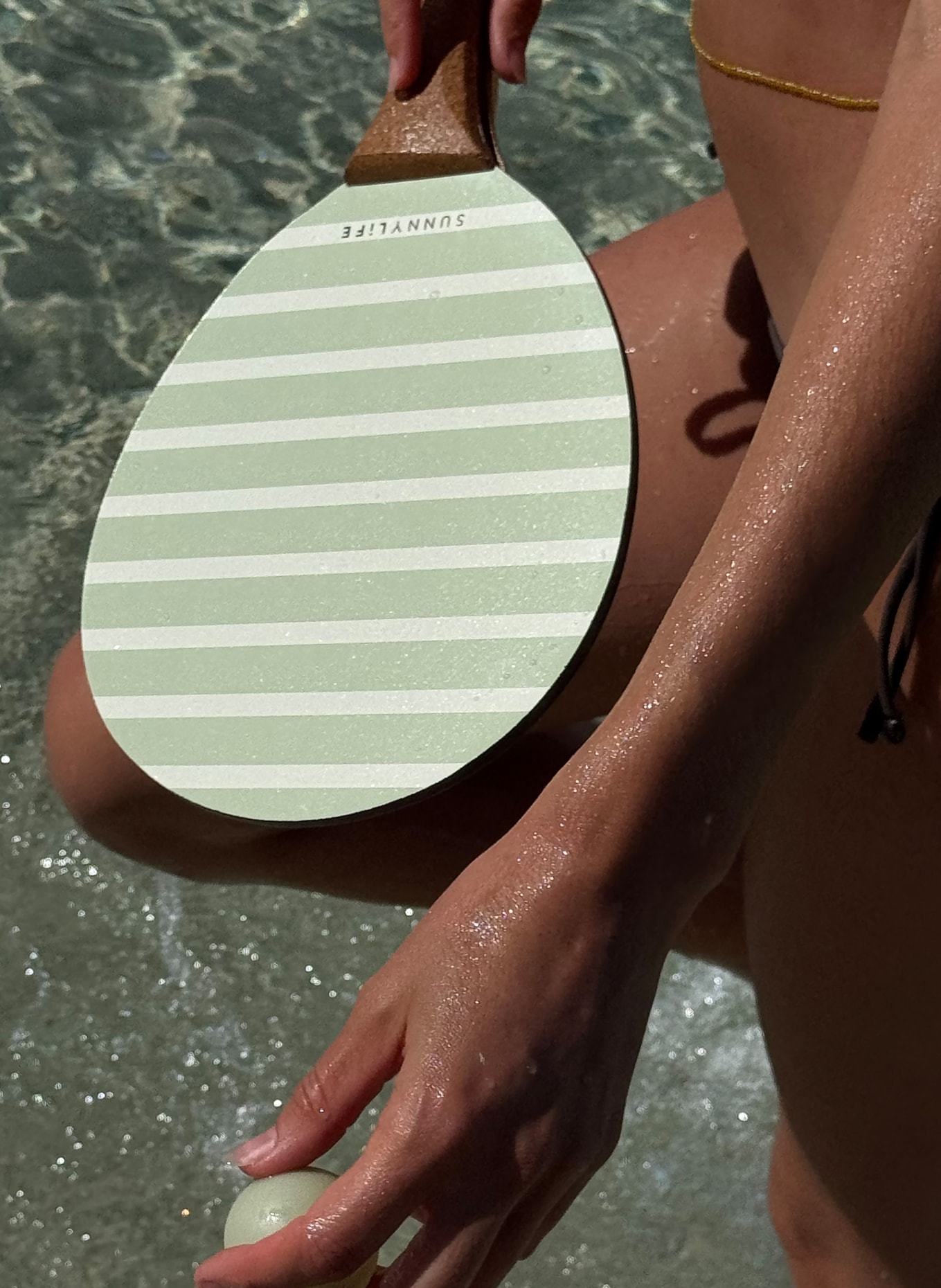 SUNNYLIFE Strandtennis-Set LA PALMA: KHAKI / BRAUN / CREME