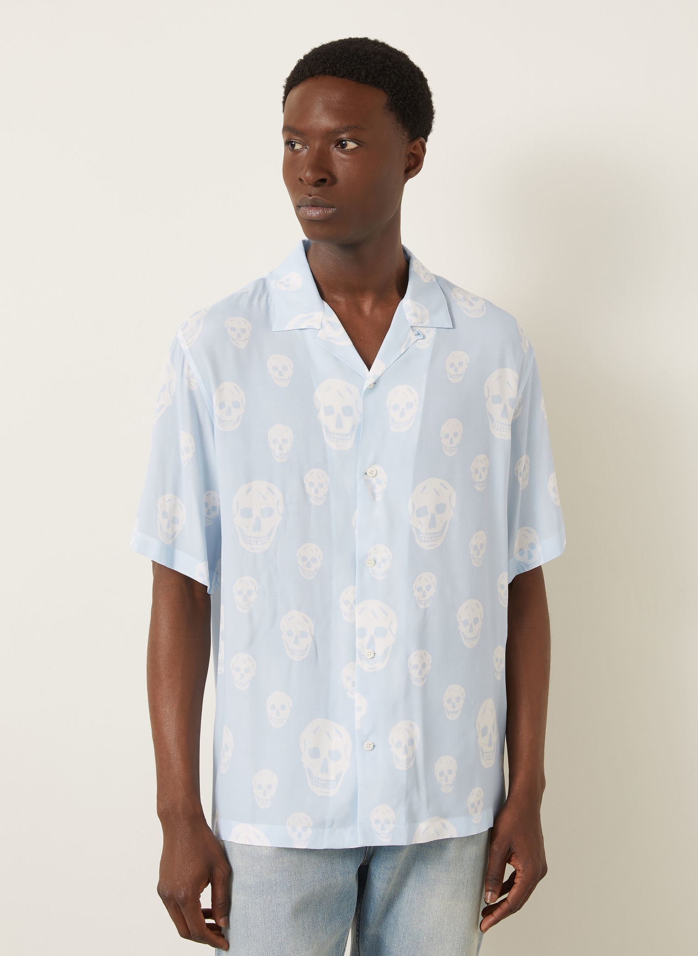 McQUEEN Resorthemd Comfort Fit: HELLBLAU / WEISS