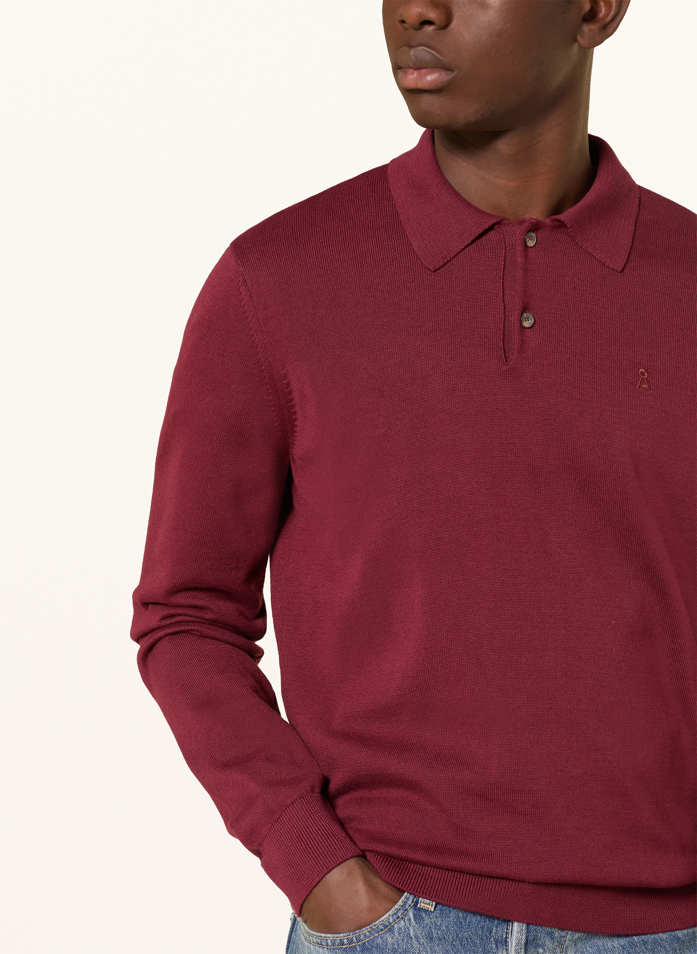 ARMEDANGELS Strick-Poloshirt: DUNKELROT