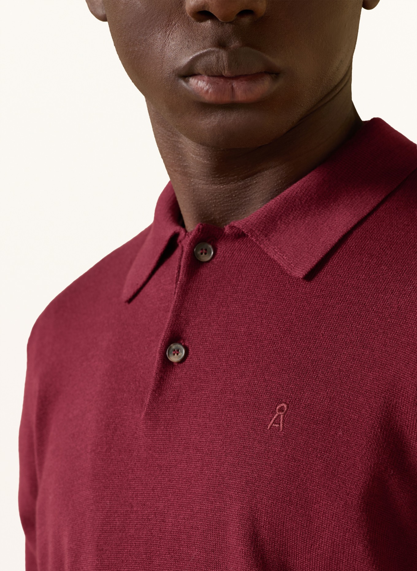 ARMEDANGELS Strick-Poloshirt: DUNKELROT