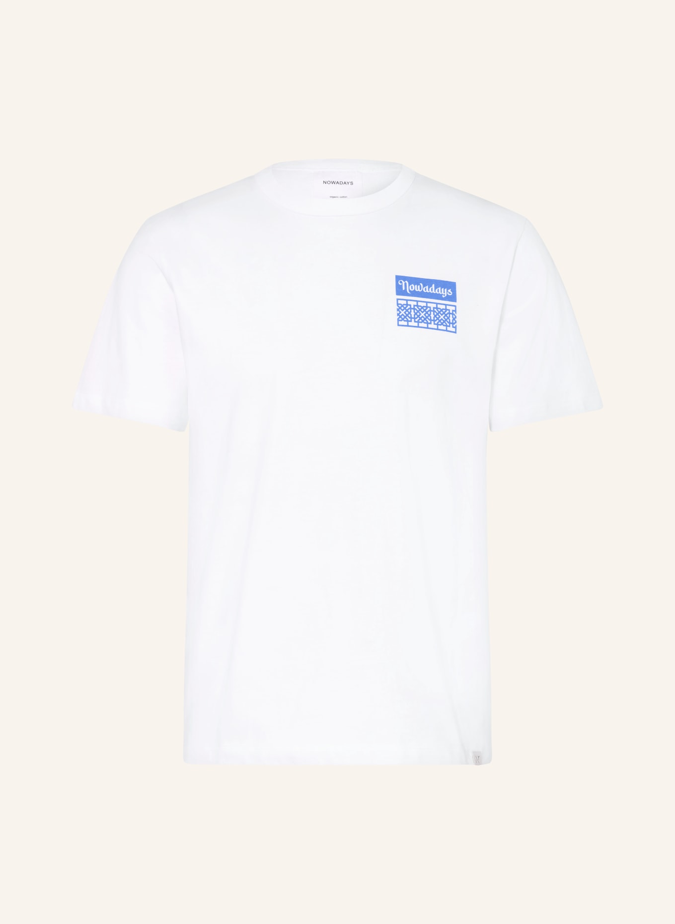 NOWADAYS T-Shirt: WEISS / HELLBLAU