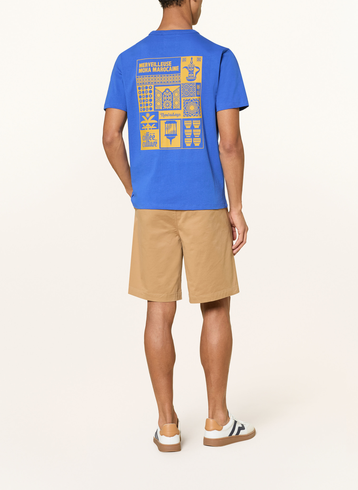 NOWADAYS T-Shirt: BLAU / COGNAC